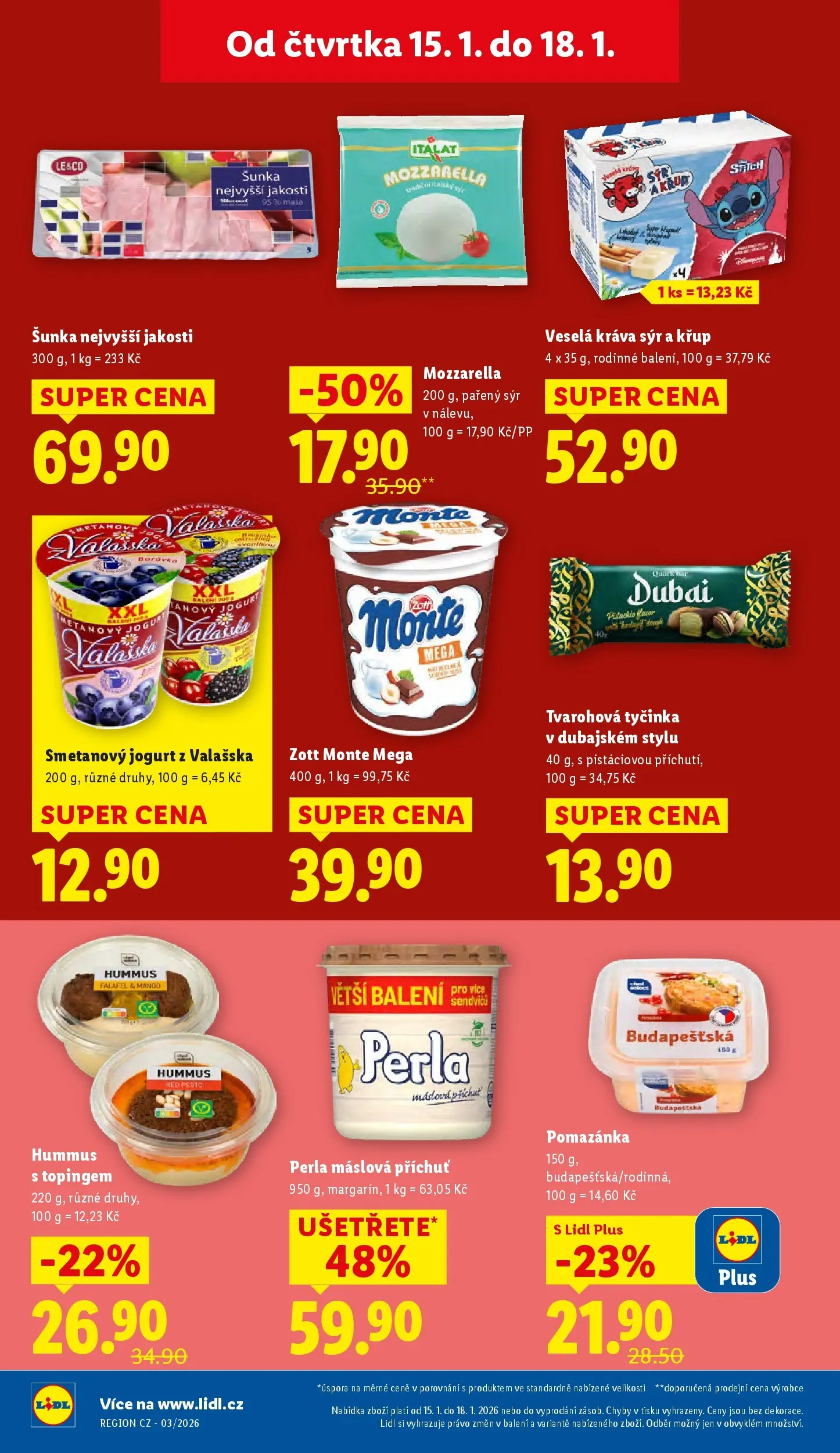 Lidl leták od 14.01.2026 - Nový akční leták | Strana: 14 | Produkty: Sýr, Smetanový jogurt, Šunka, Margarín