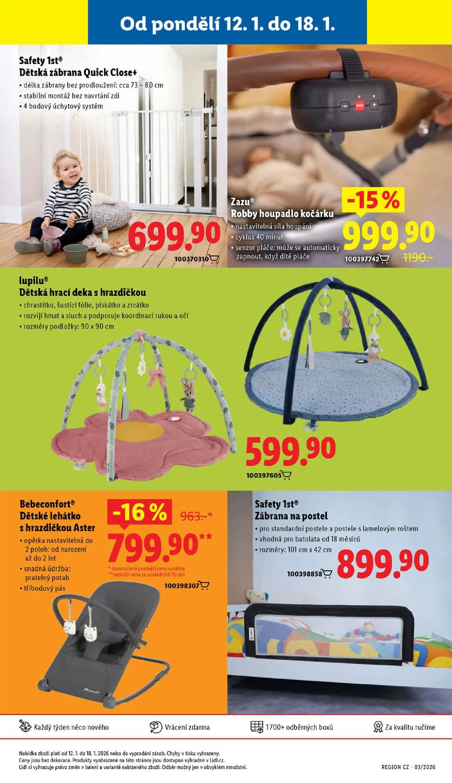 Lidl leták od 11.01.2026 - Nový akční leták | Strana: 35 | Produkty: Dětská zábrana, Postele, Postel, Lehátko