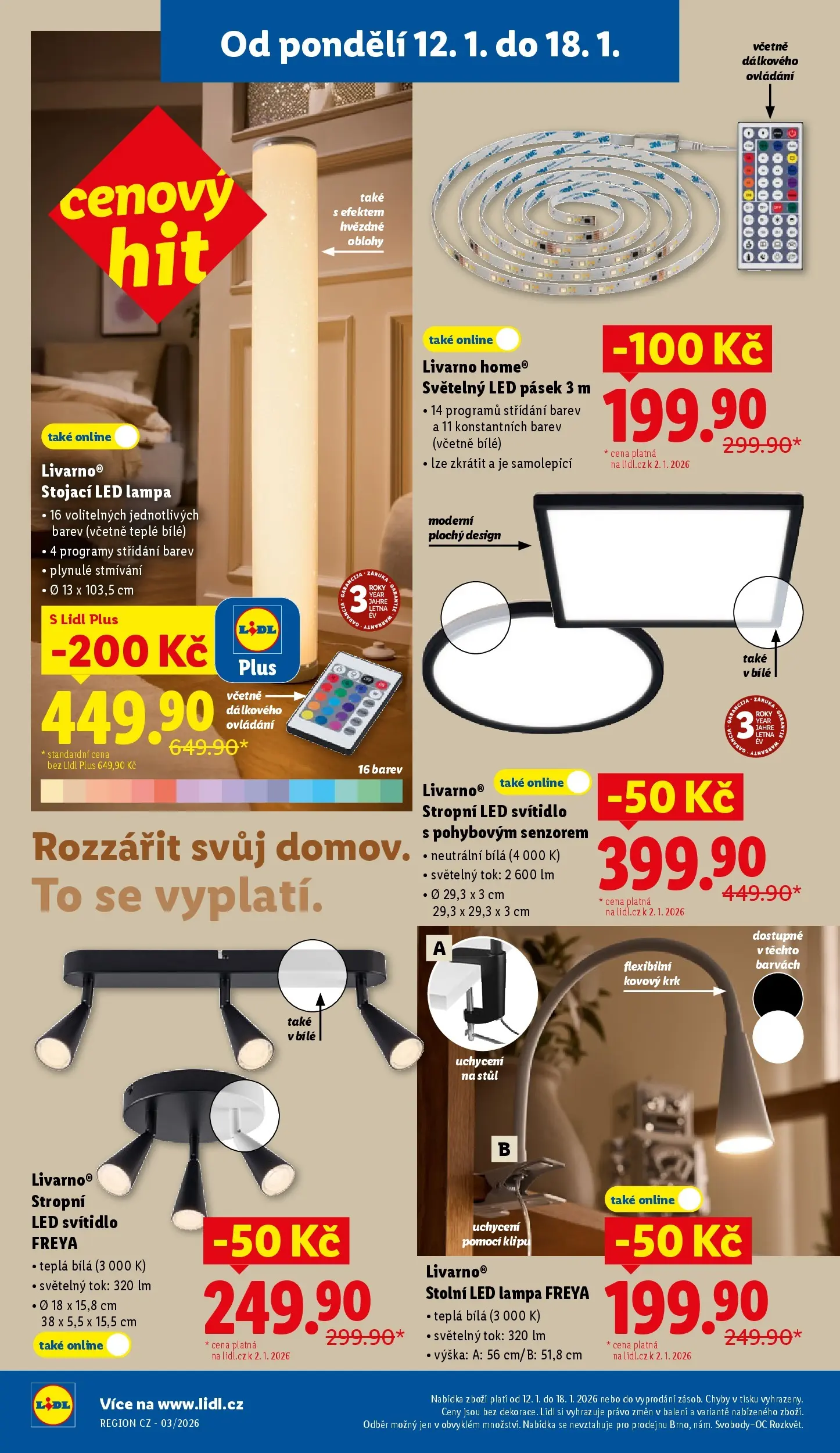 Lidl leták od 11.01.2026 - Nový akční leták | Strana: 36 | Produkty: LED lampa, Stojací LED lampa, Stůl, Lampa