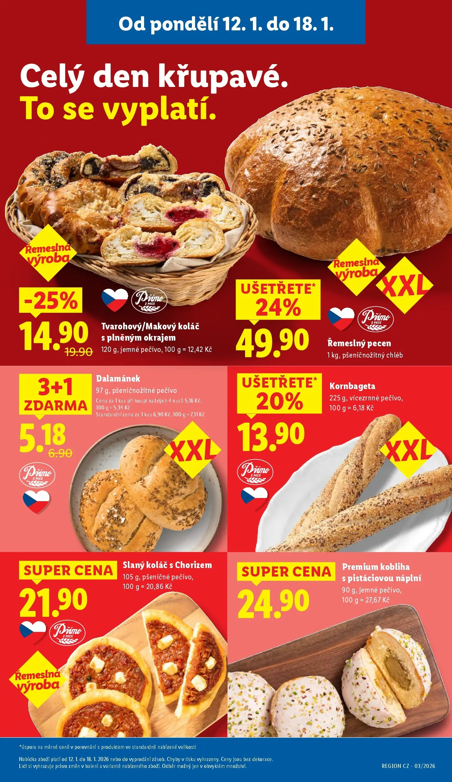 Lidl leták od 11.01.2026 - Nový akční leták | Strana: 13 | Produkty: Donut, Kornbageta, Pečivo, Dalamánek