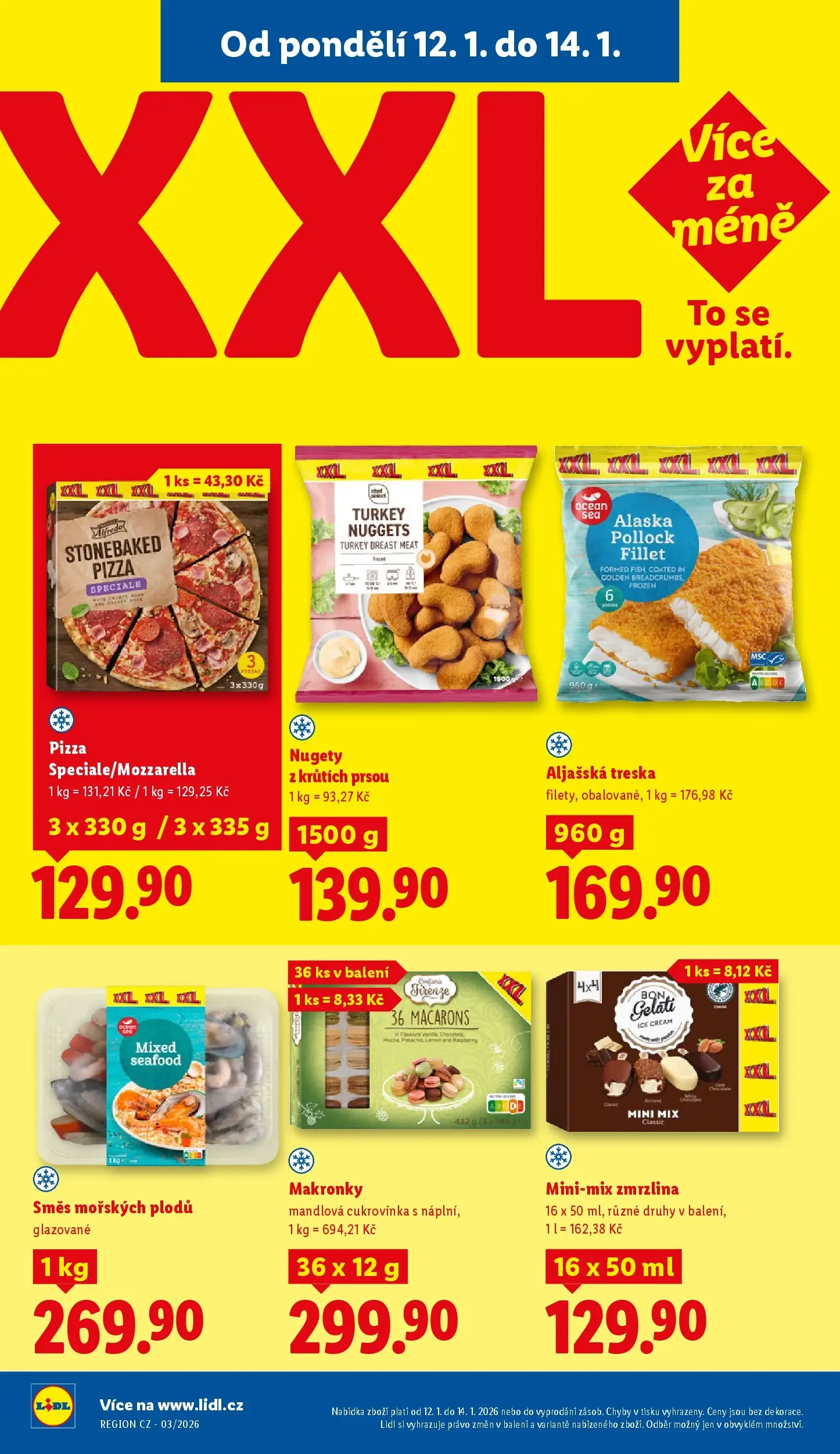 Lidl leták od 11.01.2026 - Nový akční leták | Strana: 14 | Produkty: Pizza, Treska, Zmrzlina, Nugety