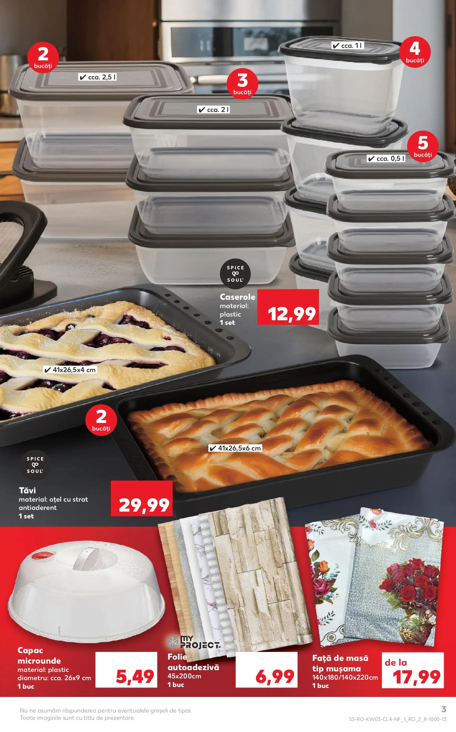 Catalog Kaufland - Domnesti 13.01.2026 - Revista si Oferta | Pagină: 3 | Produse: Caserole, Față de masă, Masă
