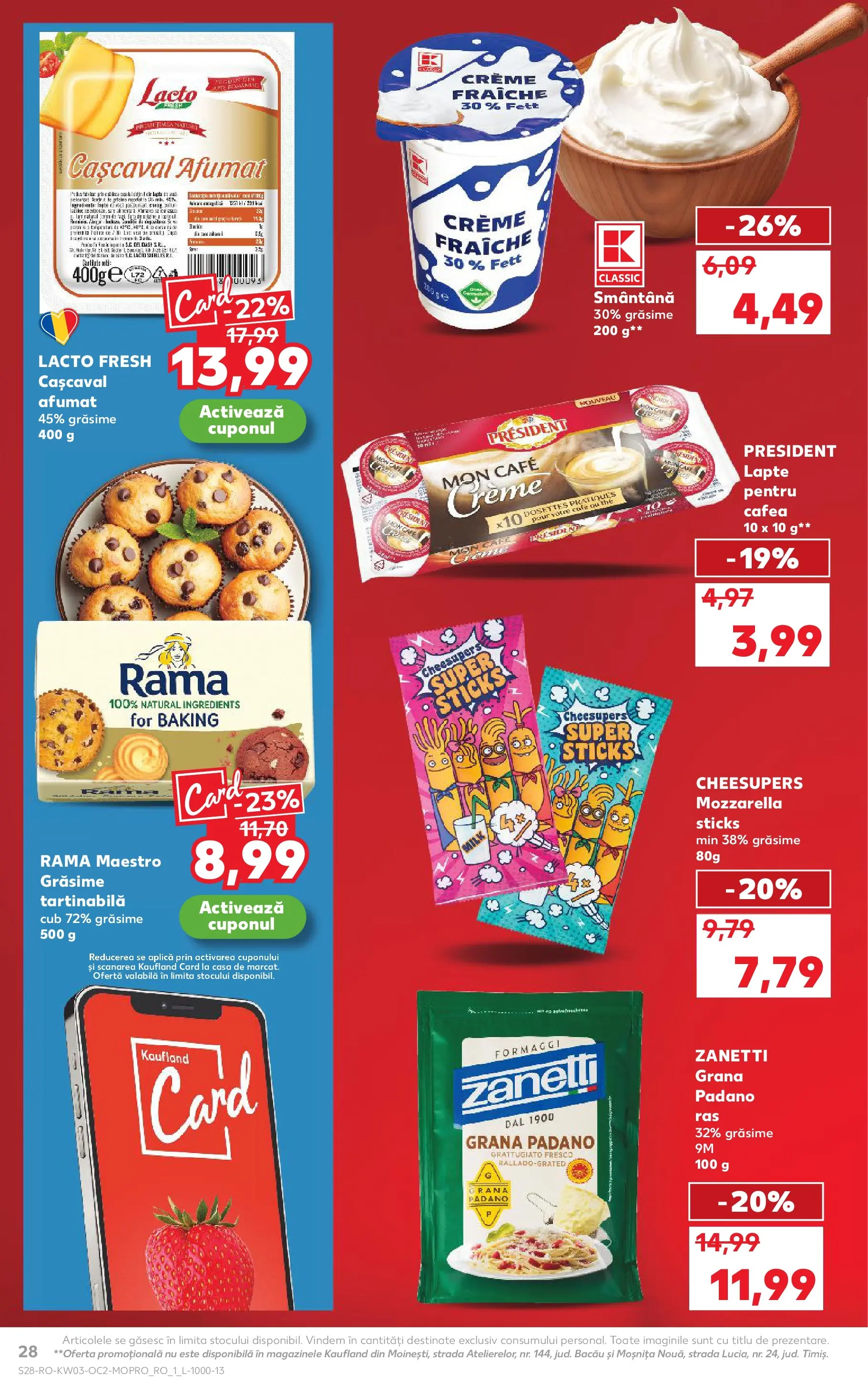 Catalog Kaufland - Deva 14.01.2026 - Revista si Oferta | Pagină: 28 | Produse: Cașcaval, Lapte, Cafea, Smântână