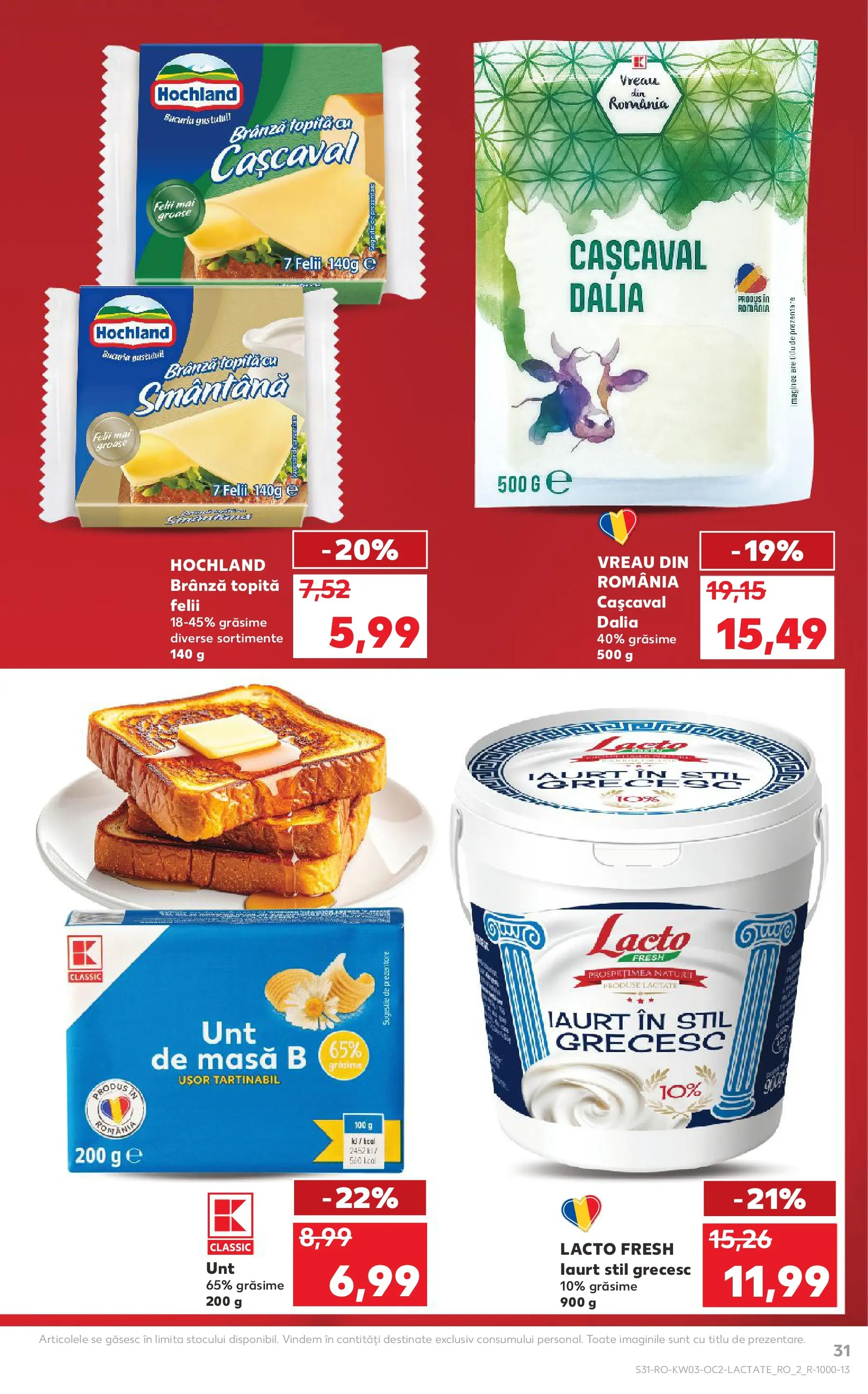 Catalog Kaufland - Deva 14.01.2026 - Revista si Oferta | Pagină: 31 | Produse: Cașcaval, Unt, Iaurt, Smântână