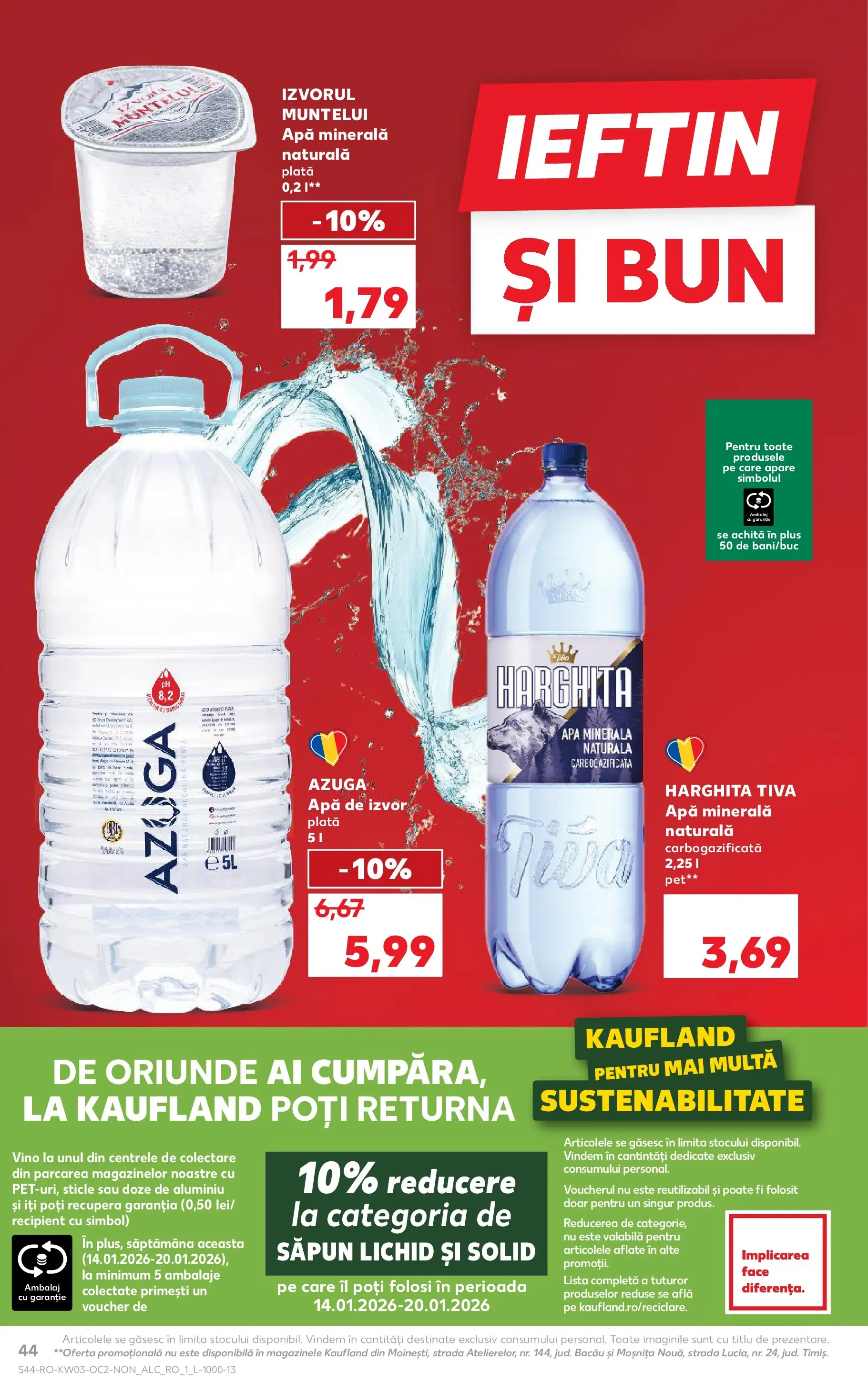 Catalog Kaufland - Deva 14.01.2026 - Revista si Oferta | Pagină: 44 | Produse: Yazı tahtası kalemi, Săpun, Săpun lichid, Apă