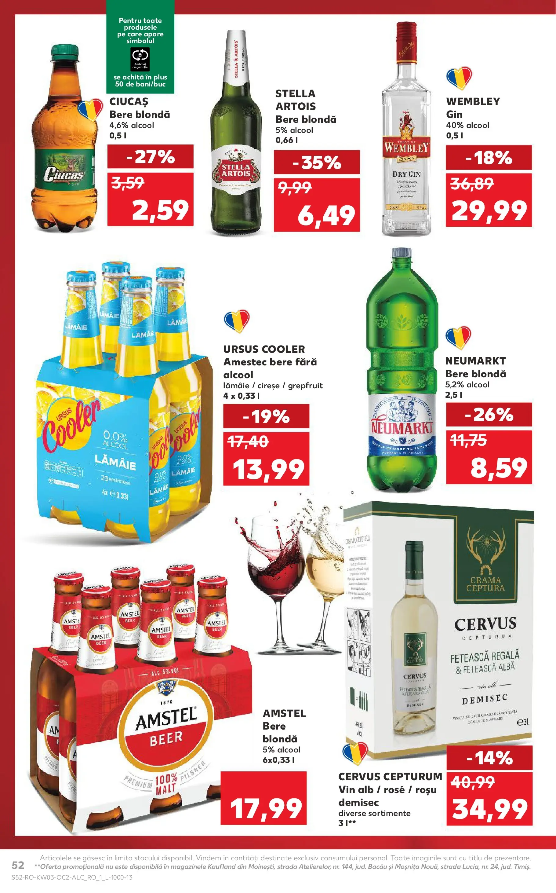 Catalog Kaufland - Domnesti 14.01.2026 - Revista si Oferta | Pagină: 52 | Produse: Vin, Bere, Gin, Lămâie