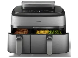 Philips NA555/00 Steam Airfryer 5000 Series Dual Basket 9L Kapazit&auml;t (3L+6L) Dampfgarer & Hei&szlig;luftfritteuse 9 l, 2750 Watt, Silber