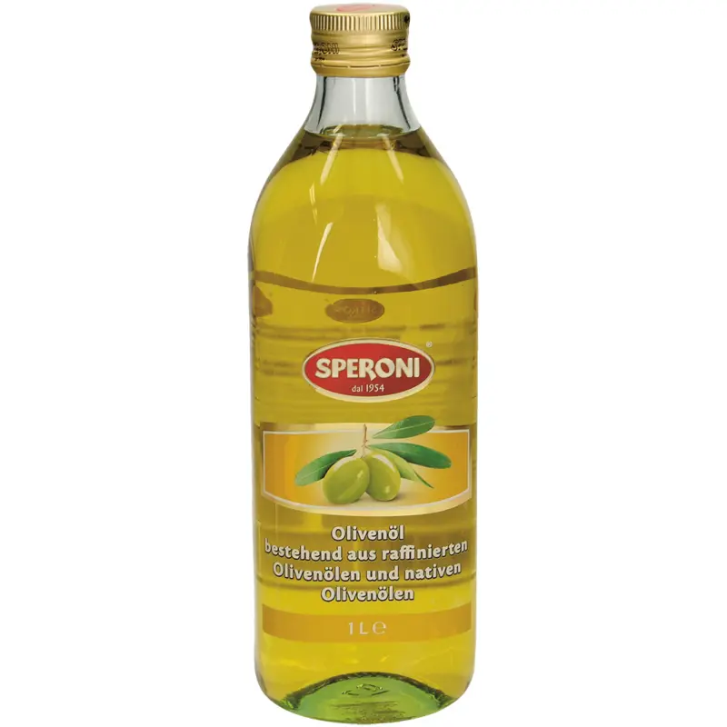 Oliven&ouml;l - bestehend aus raffinierten Oliven&ouml;len und nativen Oliven&ouml;len. Enth&auml;lt ausschlie&szlig;lich raffinierte Oliven&ouml;le und direkt aus Oliven gewonnene &Ouml;le