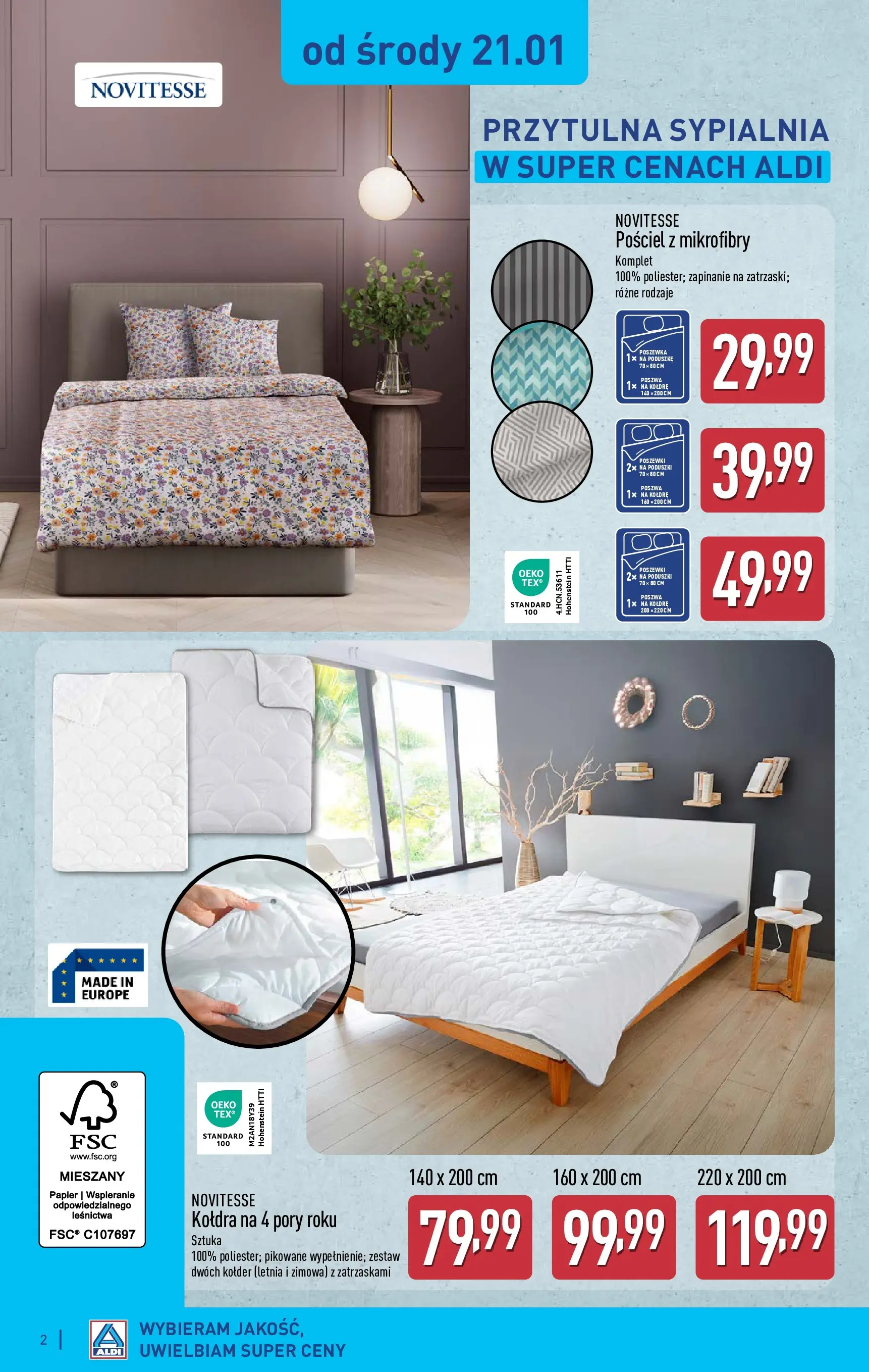 Aldi Gazetka - Hity od Środy i od Soboty od 21.01.2026 - Ulotka PDF, promocje | Strona: 2 | Produkty: Pościel, Kołdra