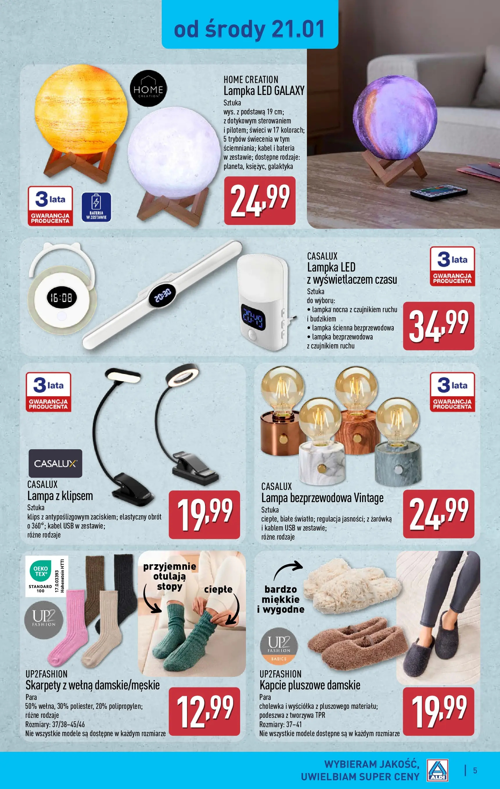Aldi Gazetka - Hity od Środy i od Soboty od 21.01.2026 - Ulotka PDF, promocje | Strona: 5 | Produkty: Skarpety, Kabel, USB, Bateria