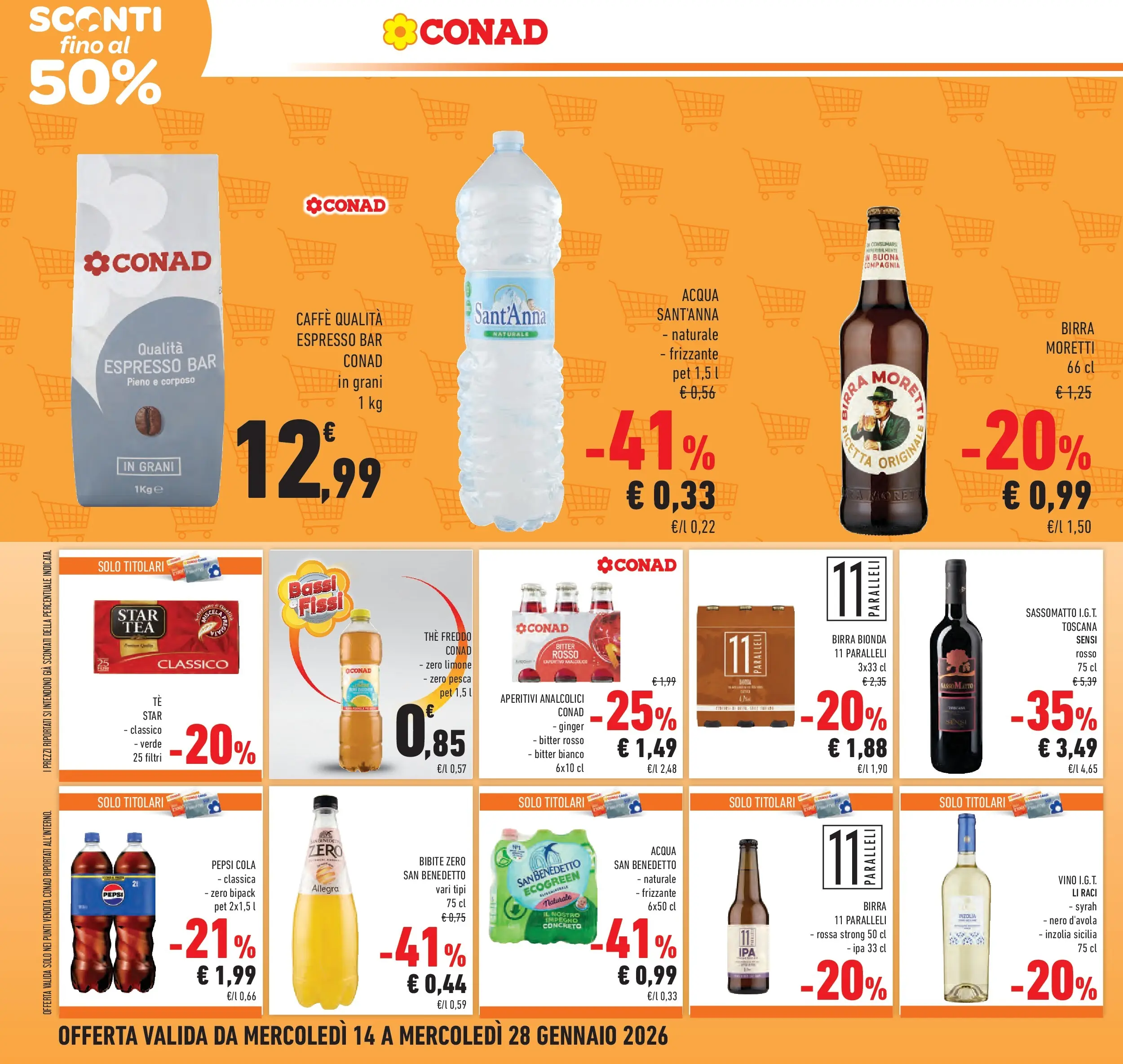 Volantino Conad dal 14/01/2026 > Anteprima | Pagina: 12 | Prodotti: Birra, Tè, Acqua, Limone