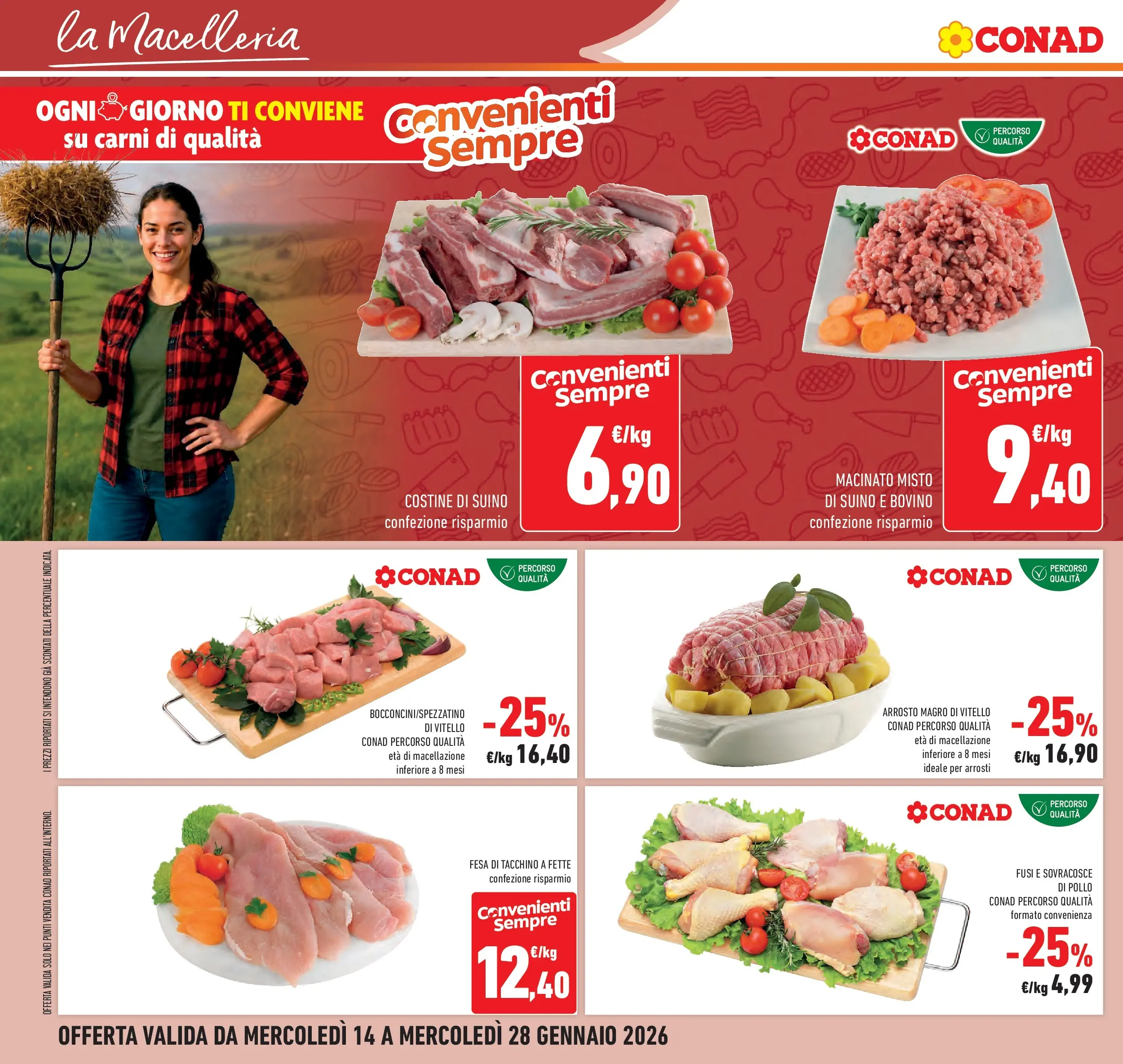 Volantino Conad dal 14/01/2026 > Anteprima | Pagina: 22 | Prodotti: Pollo, Tacchino, Vitello, Macinato