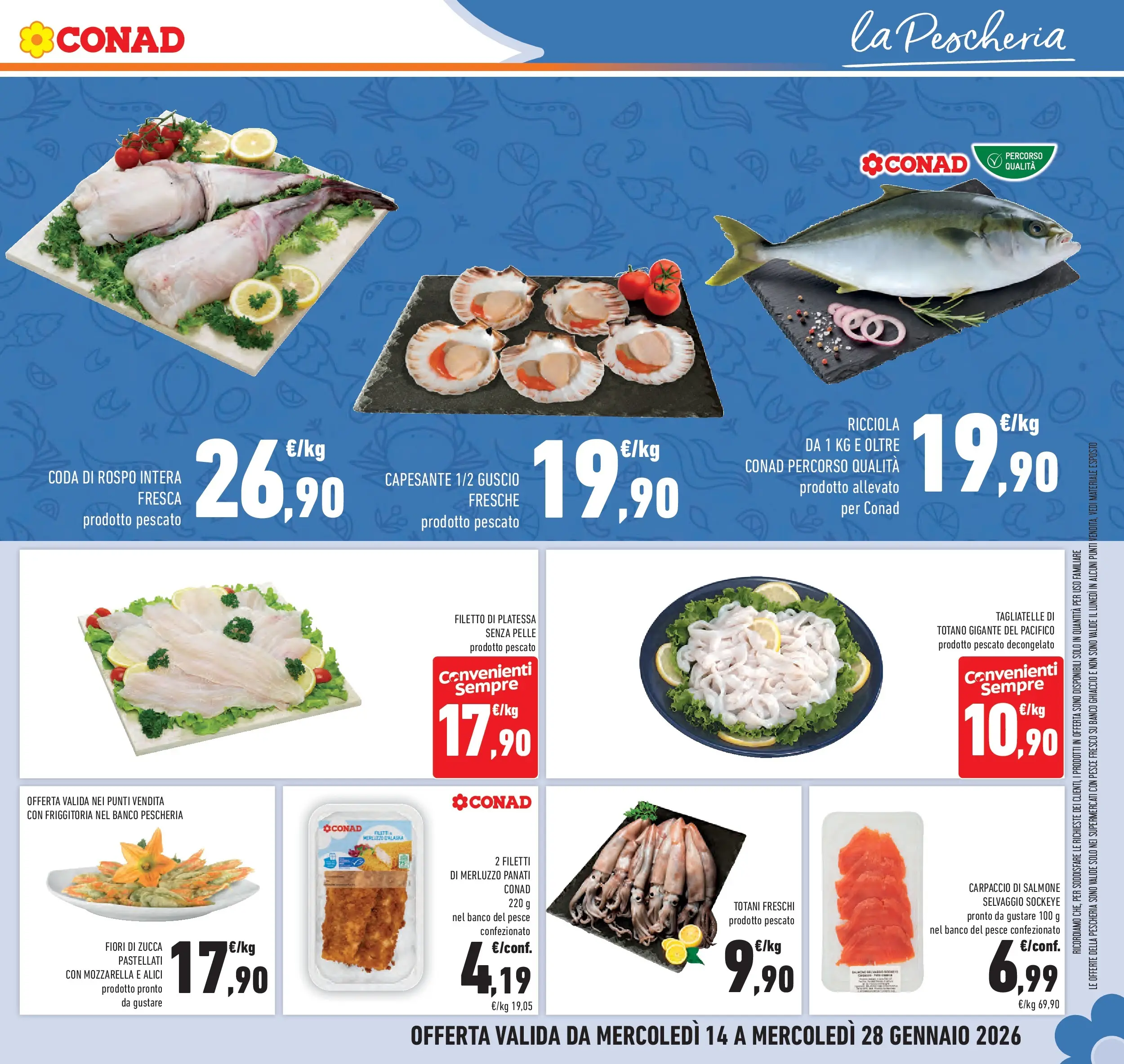 Volantino Conad dal 14/01/2026 > Anteprima | Pagina: 15 | Prodotti: Salmone, Merluzzo, Mozzarella, Totano