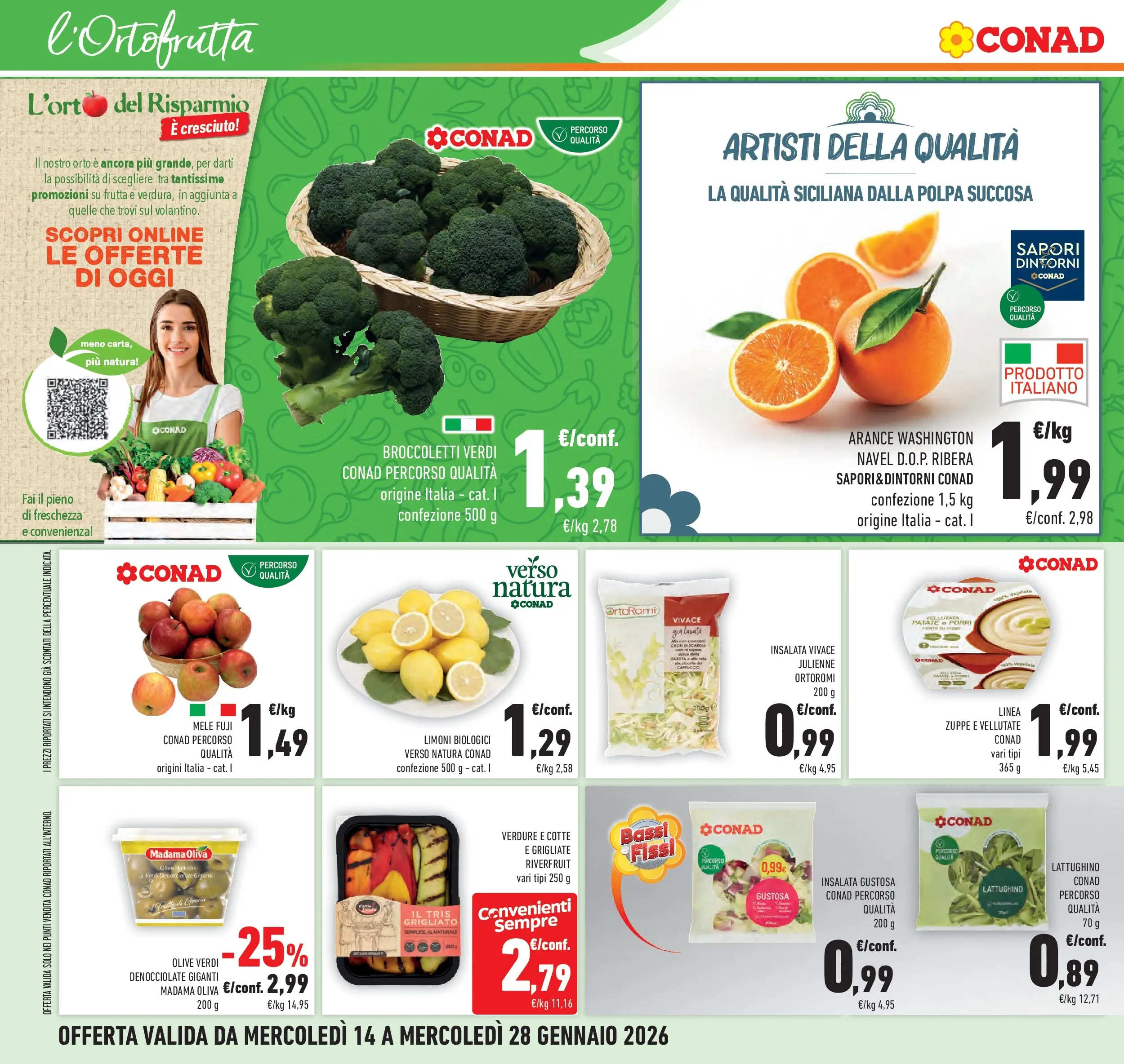 Volantino Conad dal 14/01/2026 > Anteprima | Pagina: 16 | Prodotti: Insalata, Frutta, Olive, Cappuccio