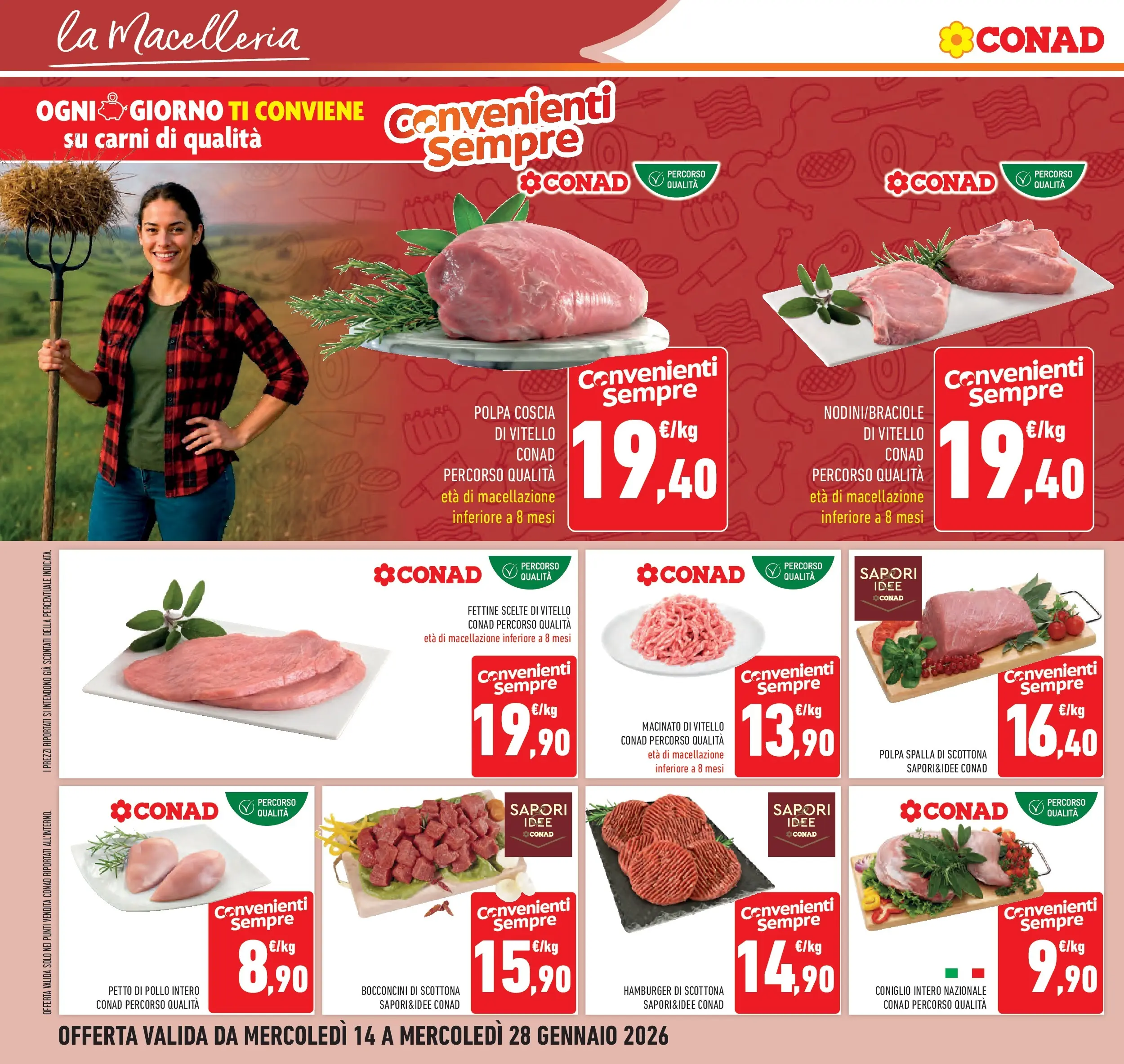 Volantino Conad dal 14/01/2026 > Anteprima | Pagina: 22 | Prodotti: Petto di Pollo, Pollo, Hamburger, Macinato