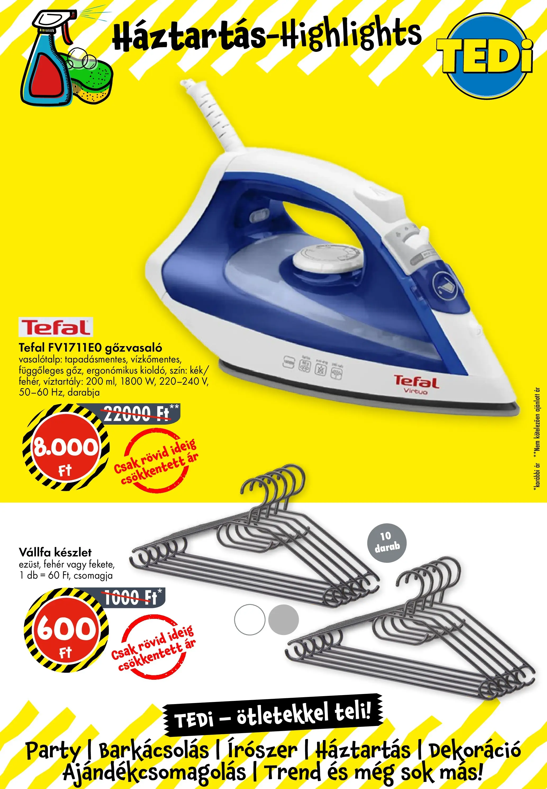 TEDi Akciós újság Törökszentmiklós - 2026.01.16. -tól/töl > akció, lapozható szórólap 🛍️ | Oldal: 8 | Termékek: Tefal, Vállfa, Dekoráció