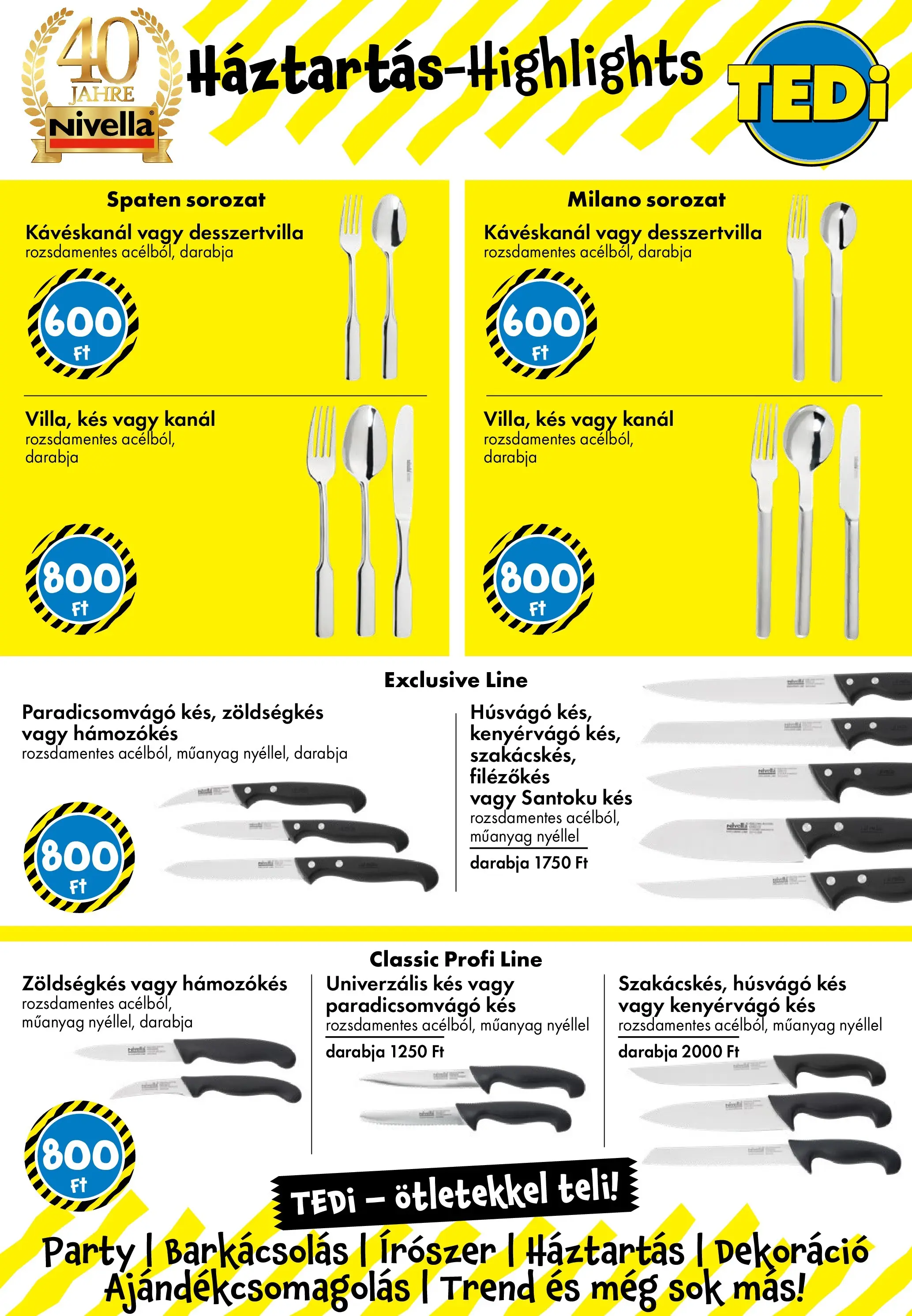 TEDi Akciós újság Törökszentmiklós - 2026.01.16. -tól/töl > akció, lapozható szórólap 🛍️ | Oldal: 10 | Termékek: Kés, Dekoráció