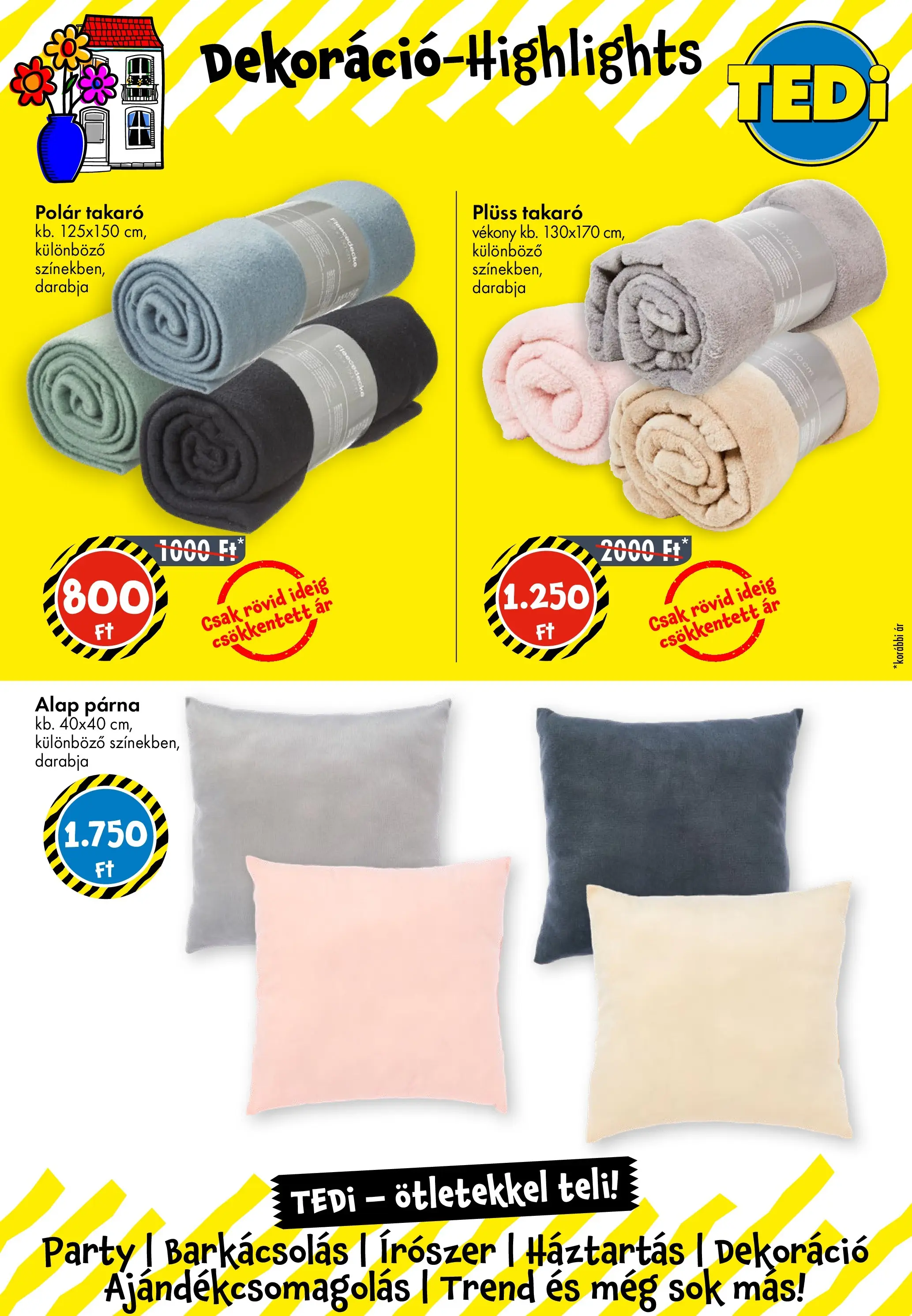 TEDi Akciós újság Törökszentmiklós - 2026.01.16. -tól/töl > akció, lapozható szórólap 🛍️ | Oldal: 13 | Termékek: Plüss, Párna, Takaró, Dekoráció