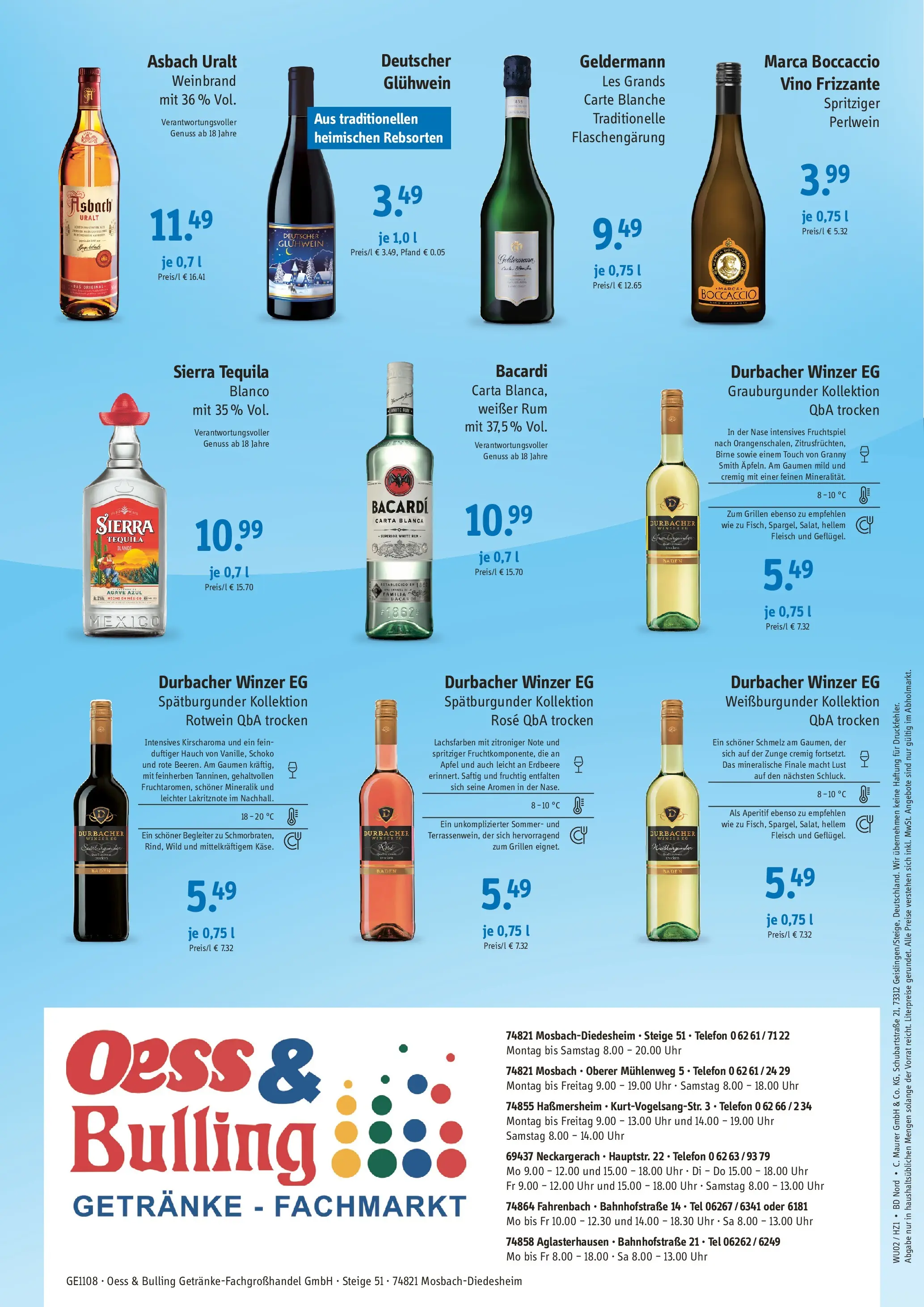 Angebote - Getränke Oess & Bulling: Angebote (ab 01.02.2026) zum Blättern | Seite: 4 | Produkte: Rum, Tequila, Fleisch, Telefon