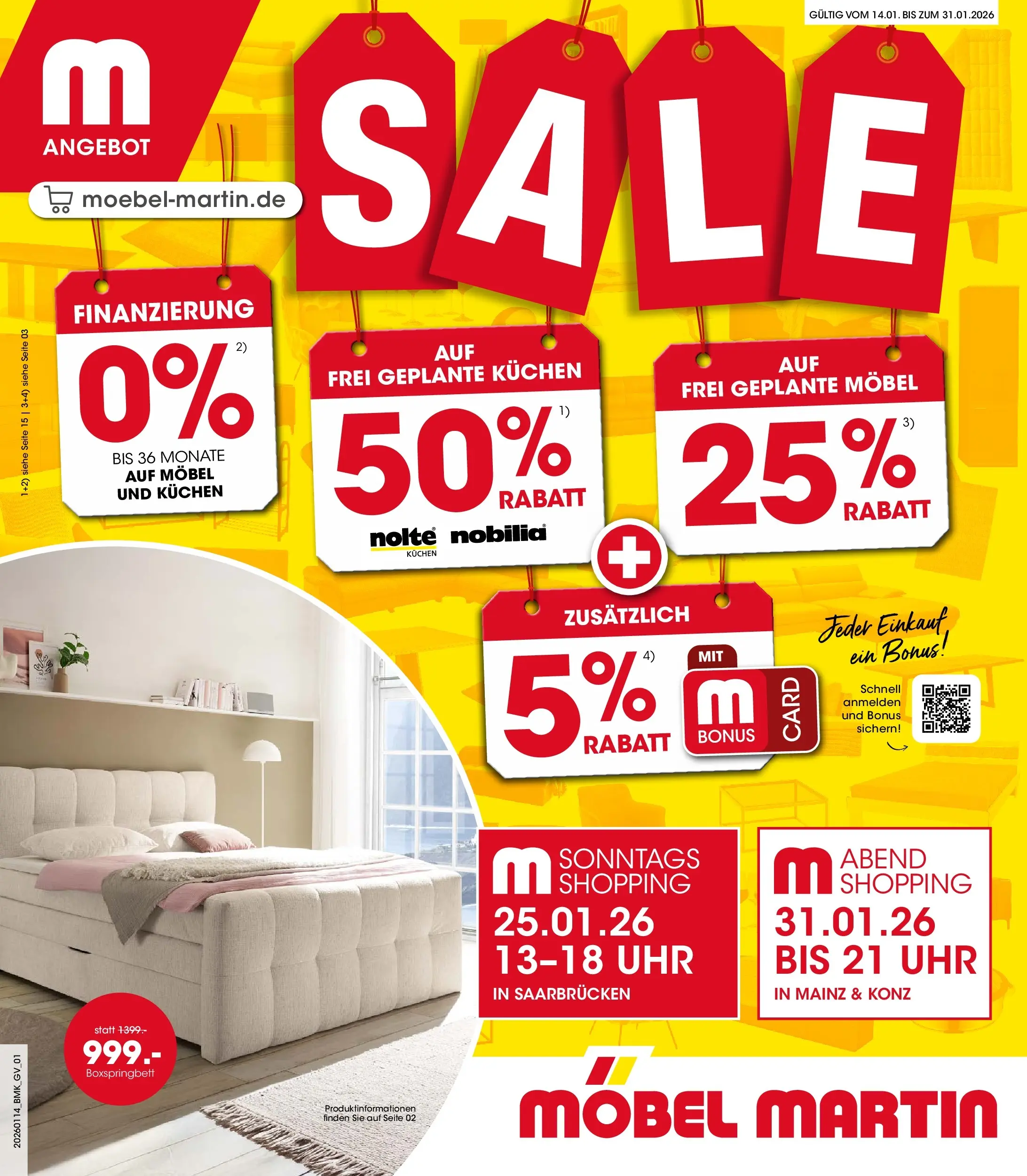 Möbel Martin - Möbel Martin: Wochenangebote (ab 13.01.2026) zum Blättern | Seite: 1 | Produkte: Boxspringbett, Kuchen, Uhr
