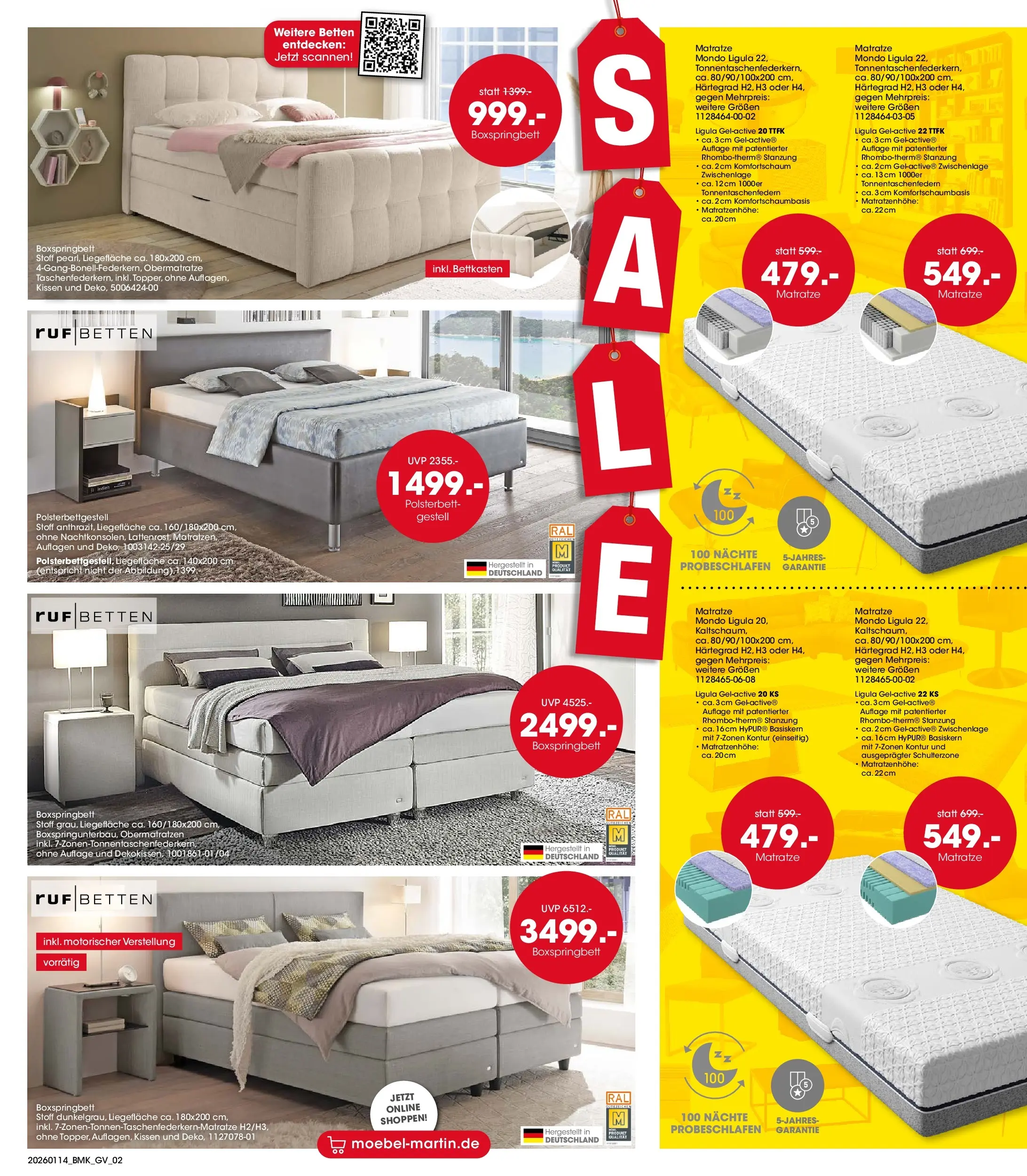 Möbel Martin - Möbel Martin: Wochenangebote (ab 13.01.2026) zum Blättern | Seite: 2 | Produkte: Matratze, Kissen, Boxspringbett, Polsterbett