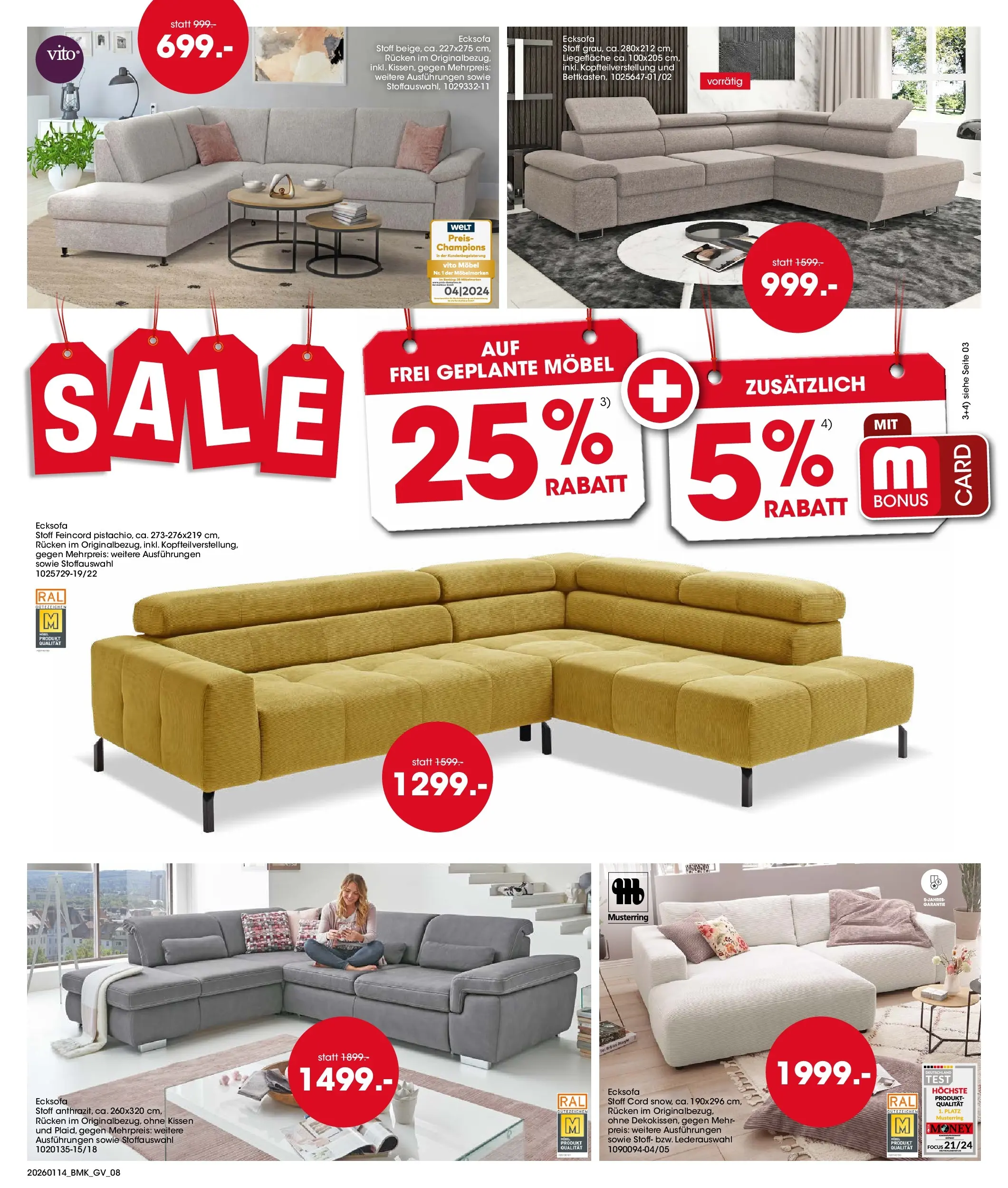 Möbel Martin - Möbel Martin: Wochenangebote (ab 13.01.2026) zum Blättern | Seite: 8 | Produkte: Ecksofa, Kissen