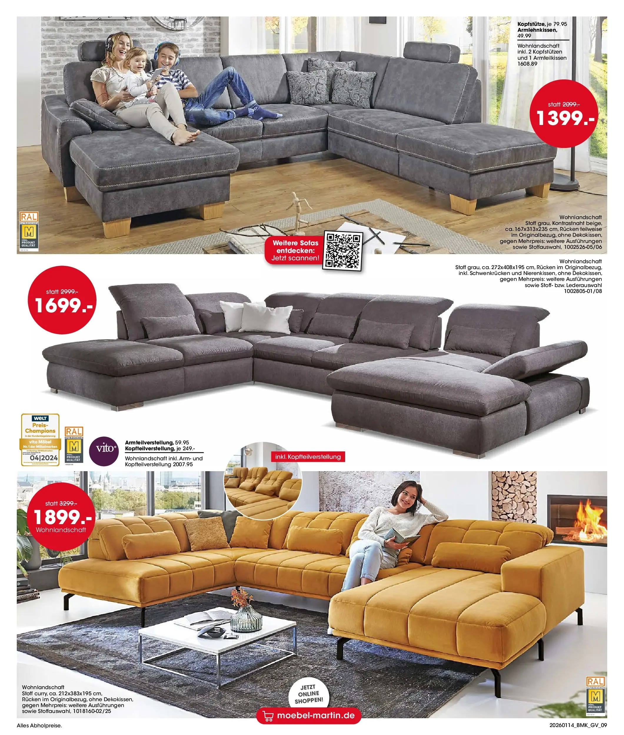 Möbel Martin - Möbel Martin: Wochenangebote (ab 13.01.2026) zum Blättern | Seite: 9 | Produkte: Wohnlandschaft