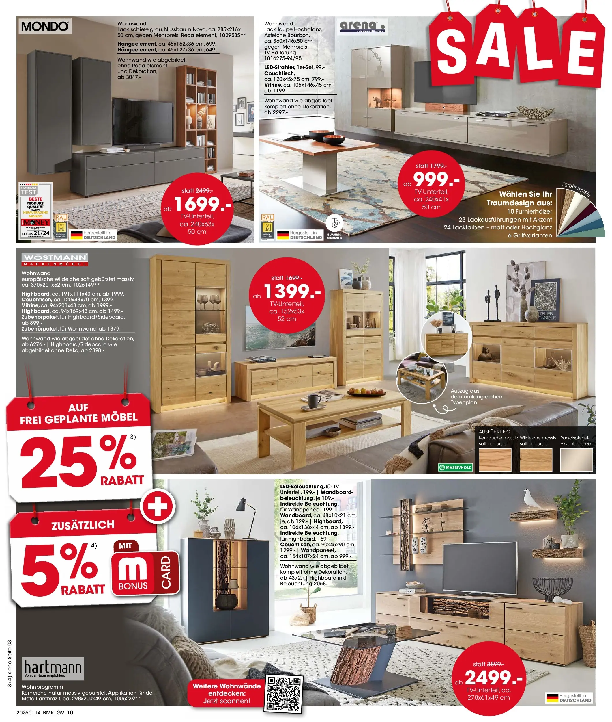 Möbel Martin - Möbel Martin: Wochenangebote (ab 13.01.2026) zum Blättern | Seite: 10 | Produkte: Wohnwand, HIghboard, Wandboard, TV