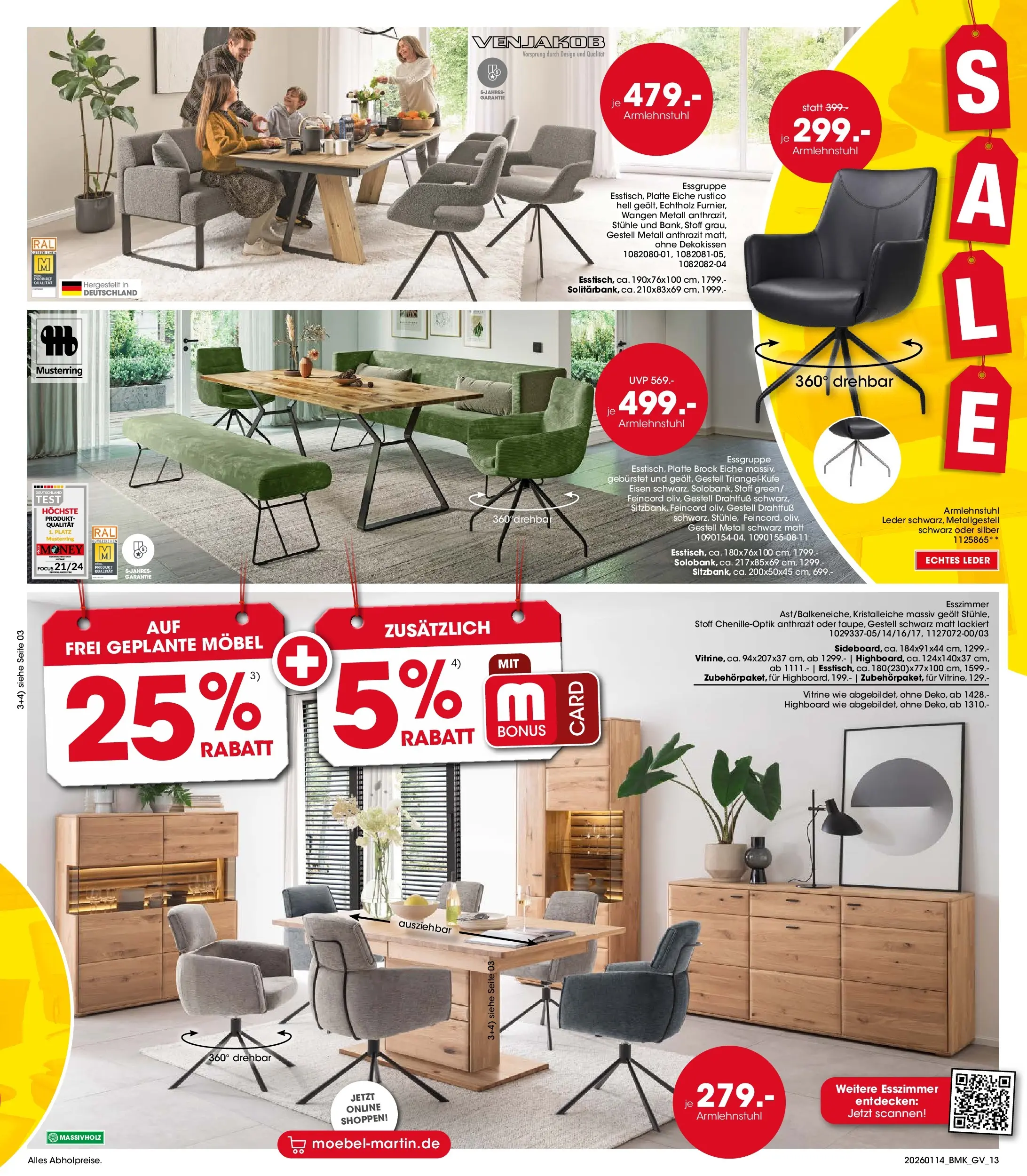 Möbel Martin - Möbel Martin: Wochenangebote (ab 13.01.2026) zum Blättern | Seite: 13 | Produkte: HIghboard, Essgruppe, Vitrine