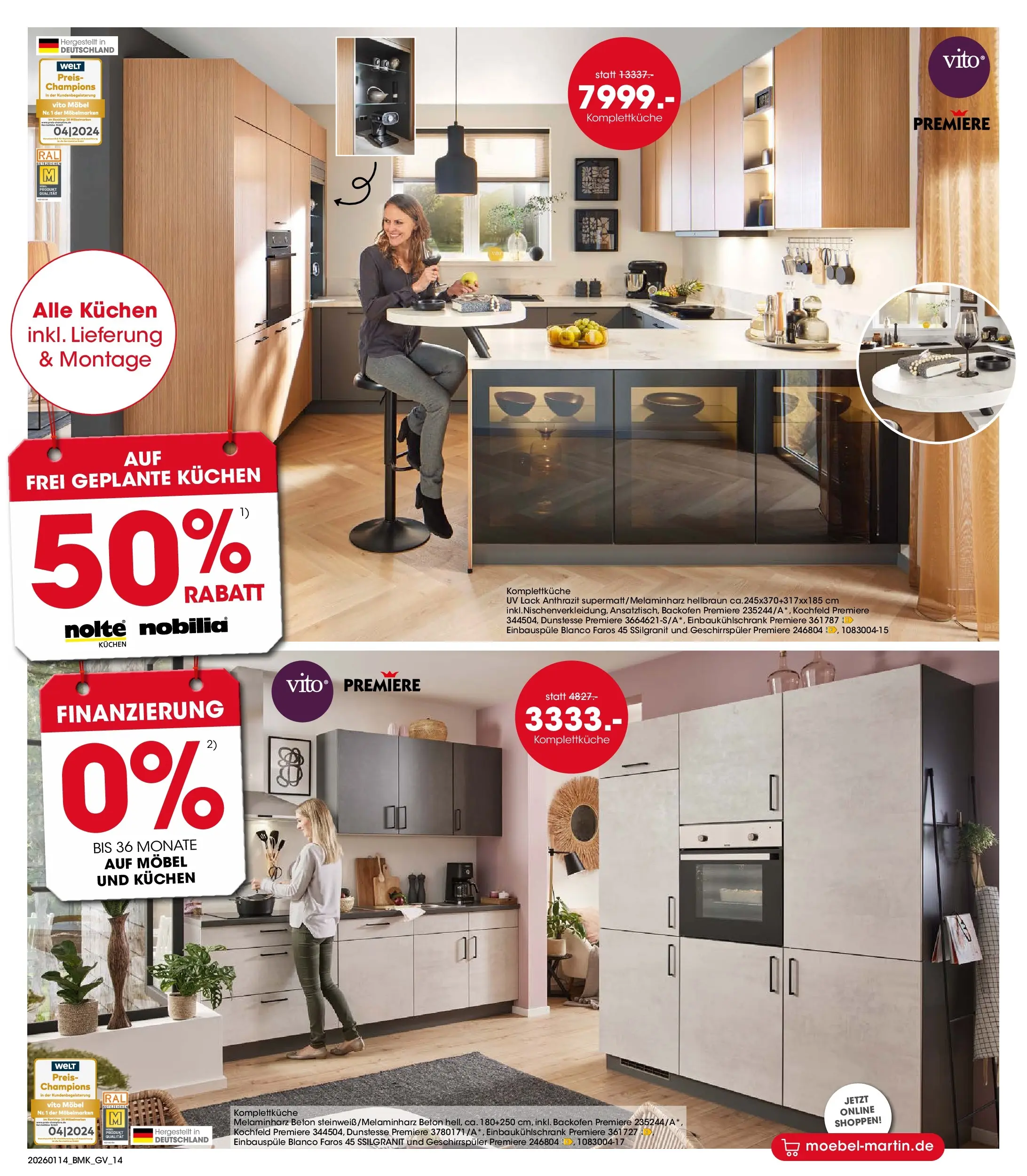Möbel Martin - Möbel Martin: Wochenangebote (ab 13.01.2026) zum Blättern | Seite: 14 | Produkte: Geschirrspüler, Kochfeld, Backofen, Kuchen