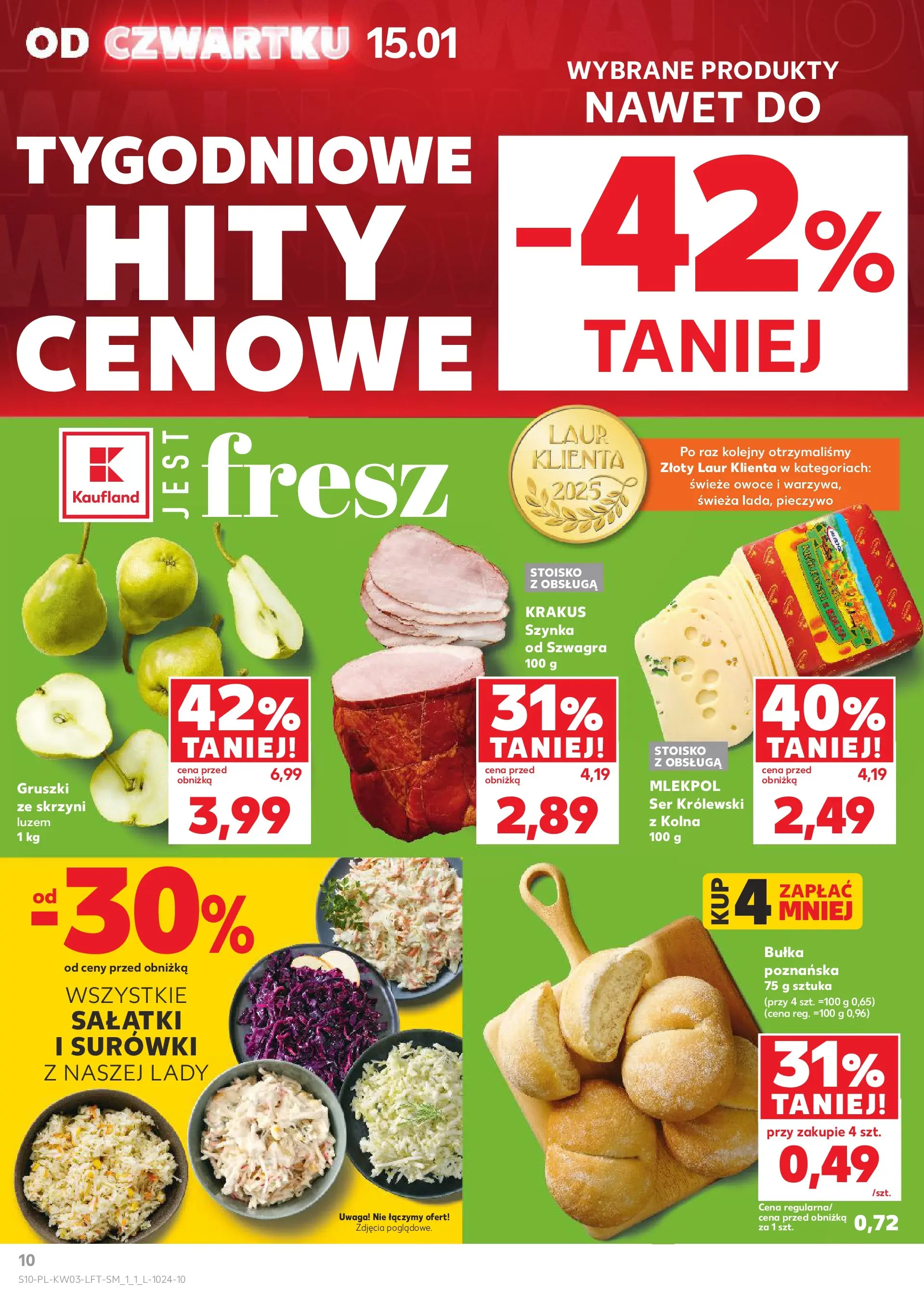 Kaufland gazetka od 15.01.2026 - od jutra PDF | Strona: 10 | Produkty: Pieczywo, Szynka, Ser, Owoce