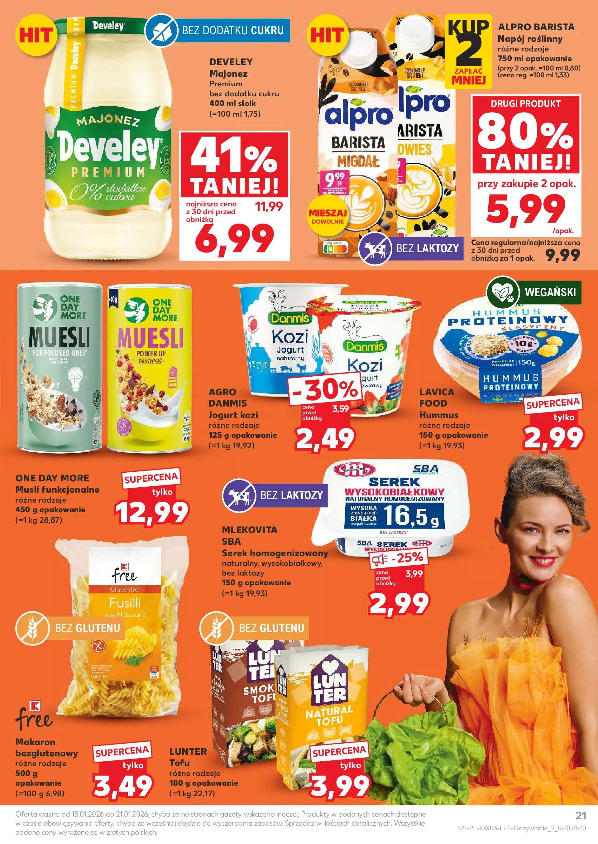 Kaufland gazetka od 15.01.2026 - od jutra PDF | Strona: 21 | Produkty: Bez laktozy, Serek, Makaron, Majonez