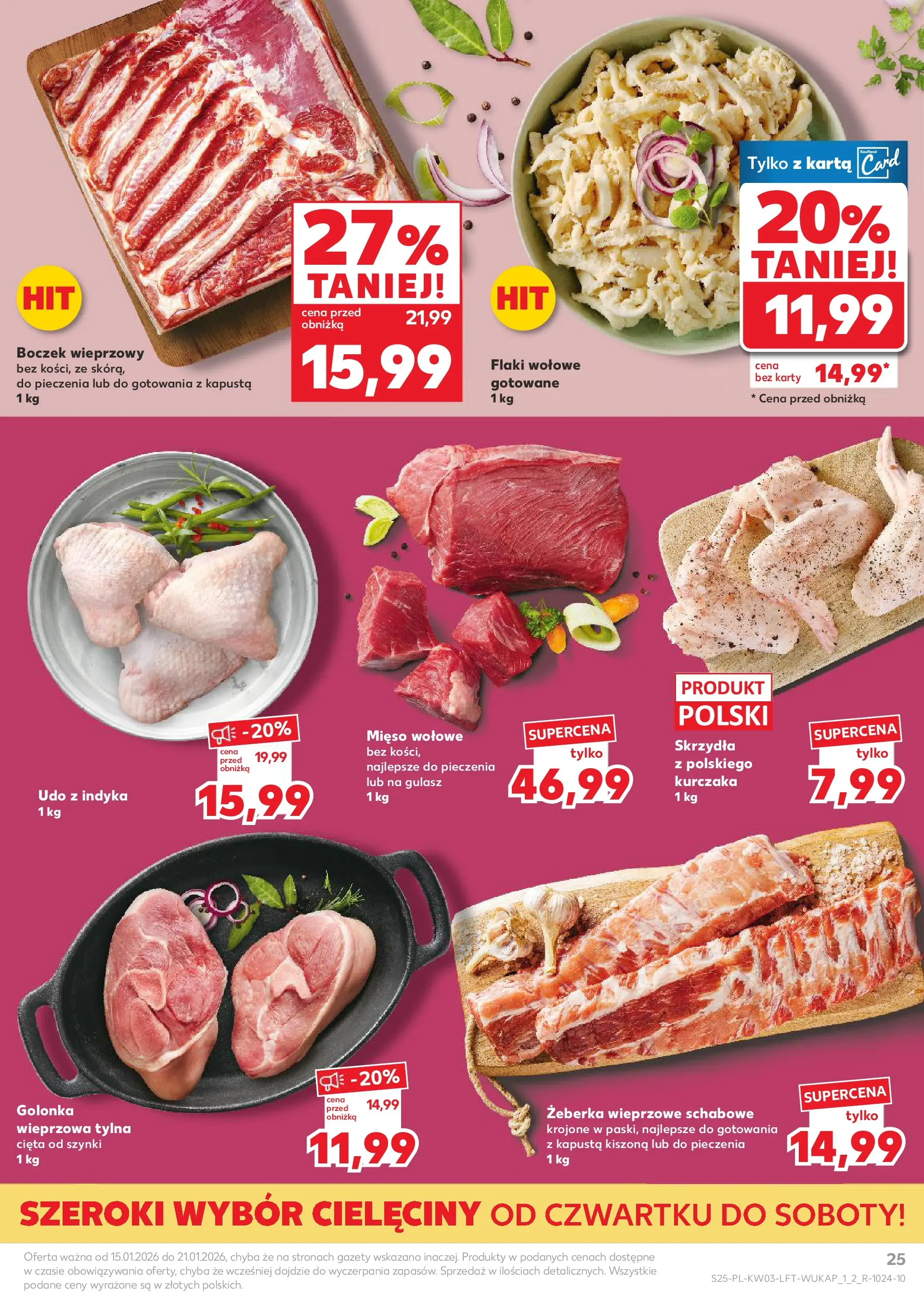 Kaufland gazetka od 15.01.2026 - od jutra PDF | Strona: 25 | Produkty: Kapusta kiszona, Mięso, Boczek wieprzowy, Boczek