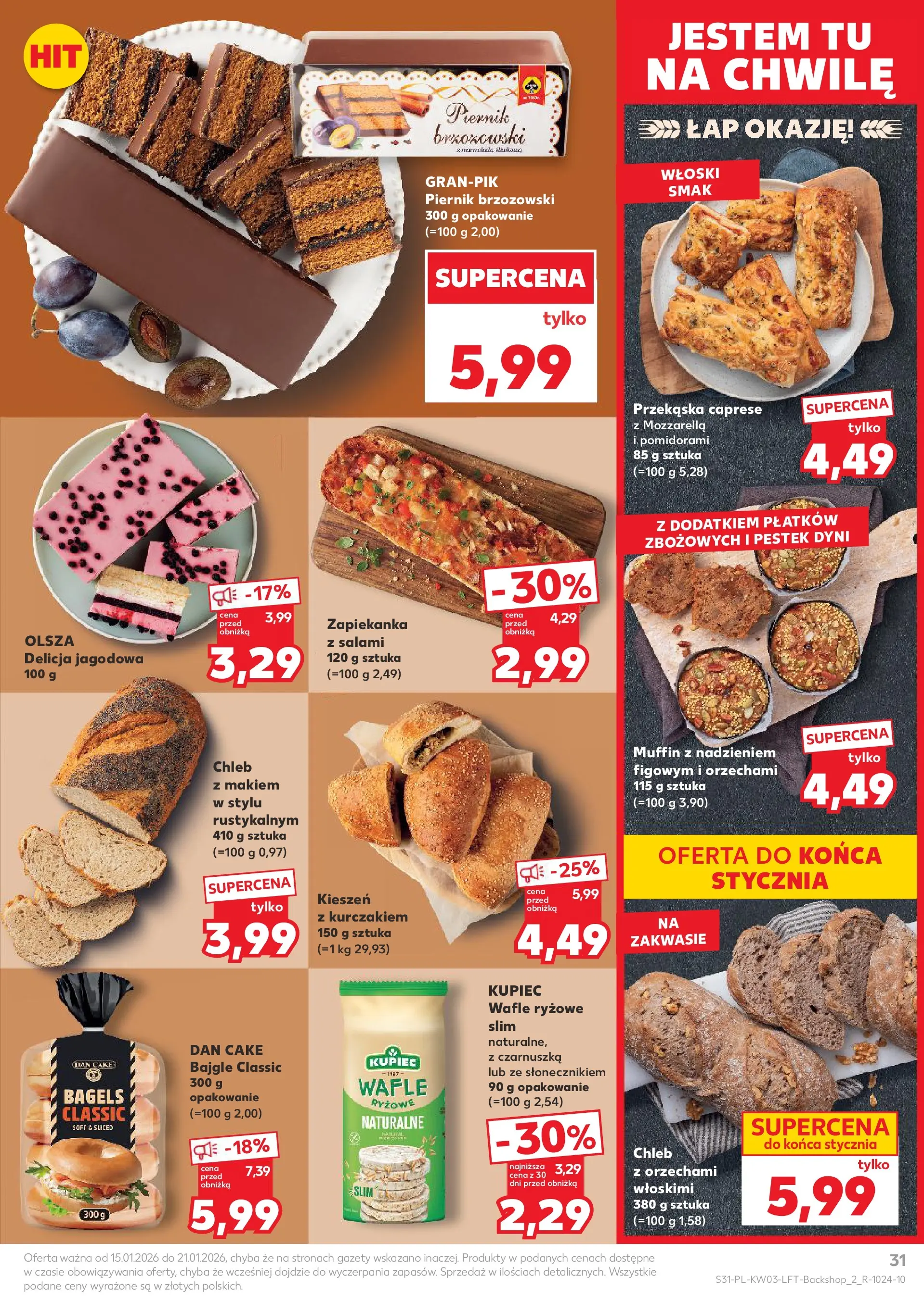 Kaufland gazetka od 15.01.2026 - od jutra PDF | Strona: 31 | Produkty: Czarnuszka, Zapiekanka, Wafle ryżowe, Mozzarella