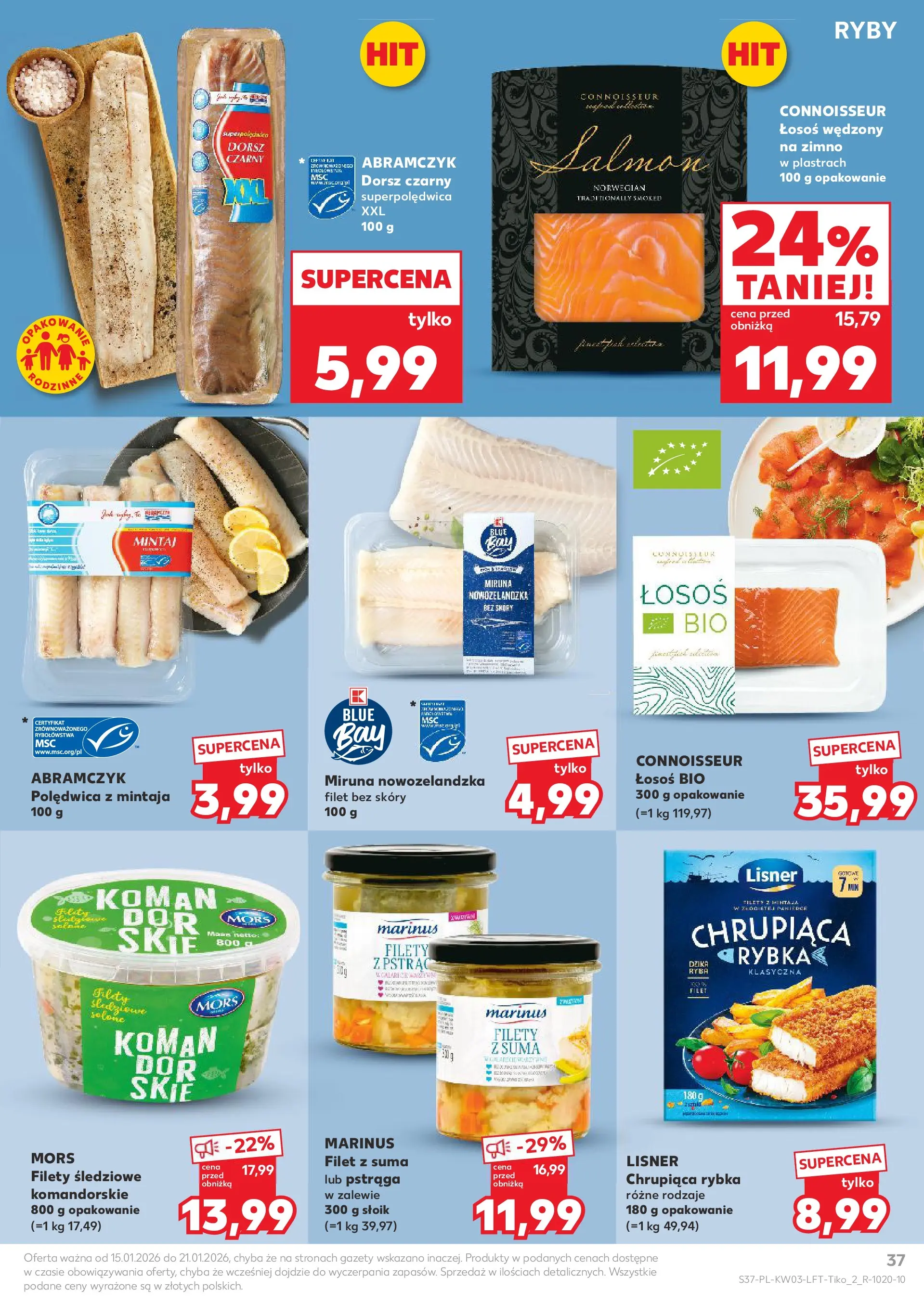 Kaufland gazetka od 15.01.2026 - od jutra PDF | Strona: 37 | Produkty: Dorsz, Mintaj, Polędwica z mintaja, Dorsz czarny