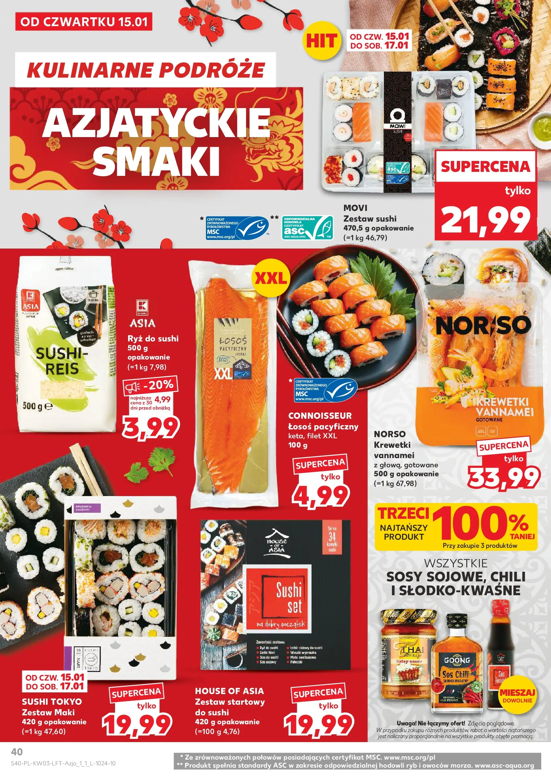 Kaufland gazetka od 15.01.2026 - od jutra PDF | Strona: 40 | Produkty: Łosoś, Sushi, Ryż, Zestaw sushi