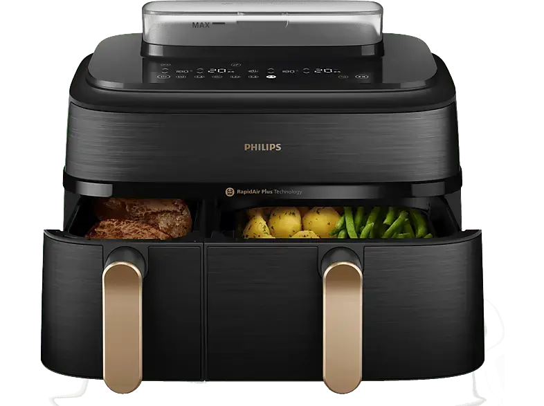 Philips NA552/00 Steam Airfryer 5000 Series Dual Basket 9L Kapazit&auml;t (3L+6L) Dampfgarer & Hei&szlig;luftfritteuse 9 l, 2750 Watt, Grau
