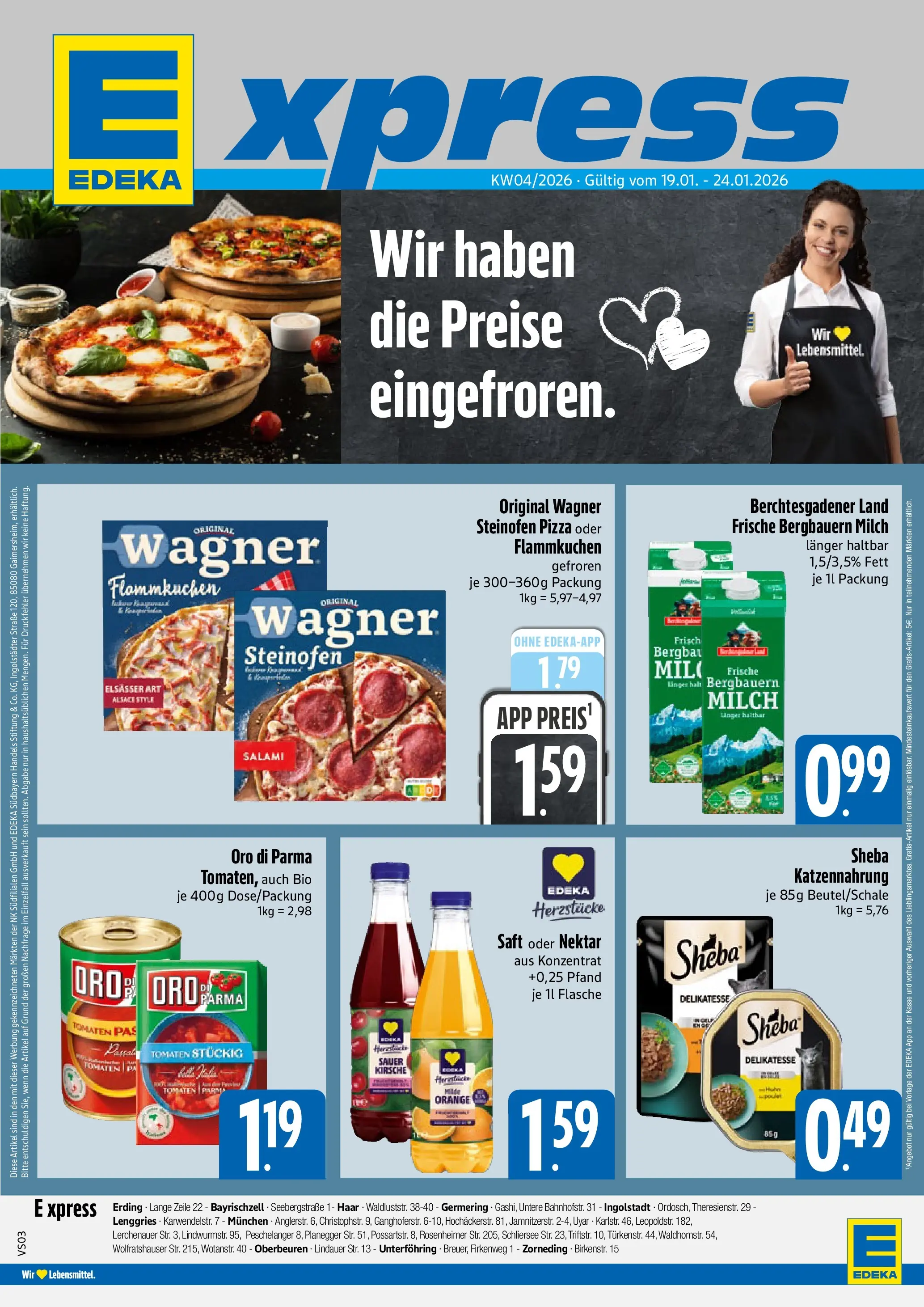 Edeka prospekt München	 (ab 18.01.2026) » Angebote Online | Seite: 1 | Produkte: Sheba, Milch, Tomaten, Saft