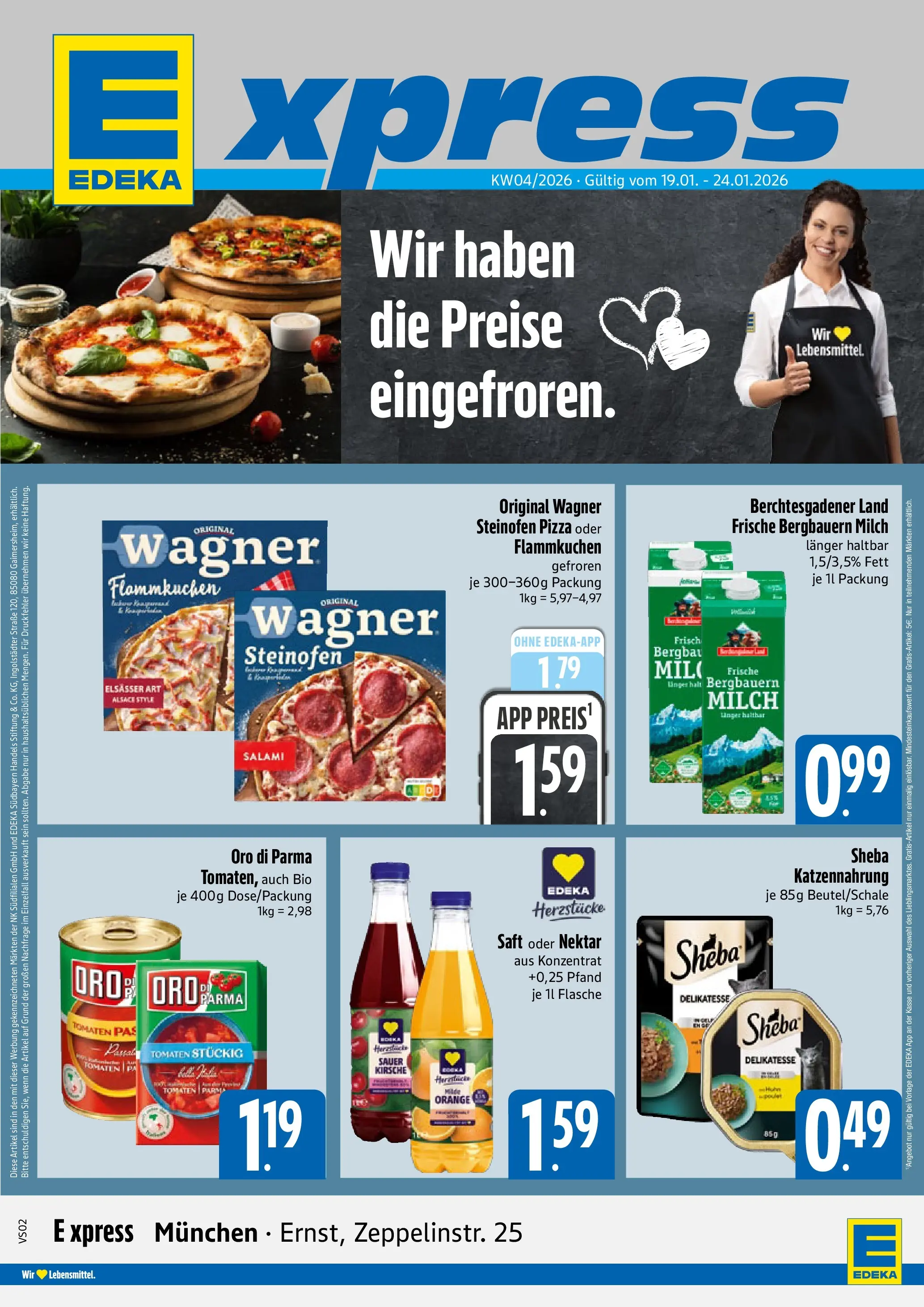 Entdecke - E xpress: Wochenangebote (ab 18.01.2026) zum Blättern | Seite: 1 | Produkte: Tomaten, Oro di parma, Salami, Saft