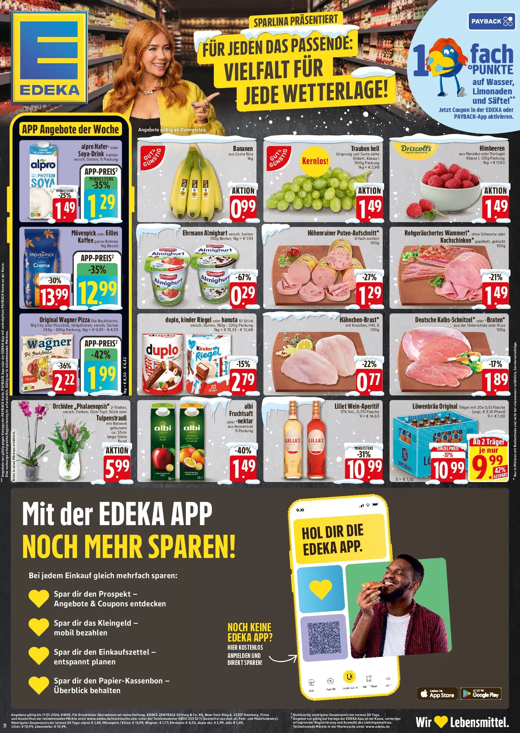 Edeka prospekt Vohburg	 (ab 14.01.2026) » Angebote Online | Seite: 1 | Produkte: Ehrmann almighurt, Trauben, Eilles kaffee, Kinder riegel