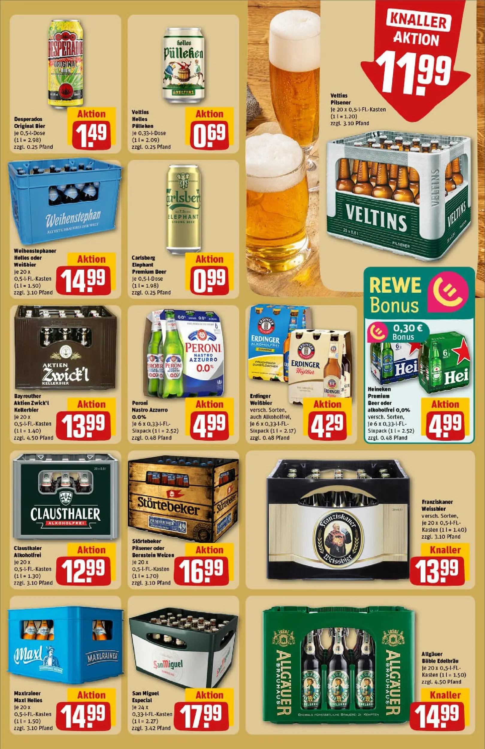 REWE Prospekt ab 18.01.2026 zum Blättern » Angebote | Seite: 19 | Produkte: Helles pulleken, Carlsberg, Weißbier, Heineken