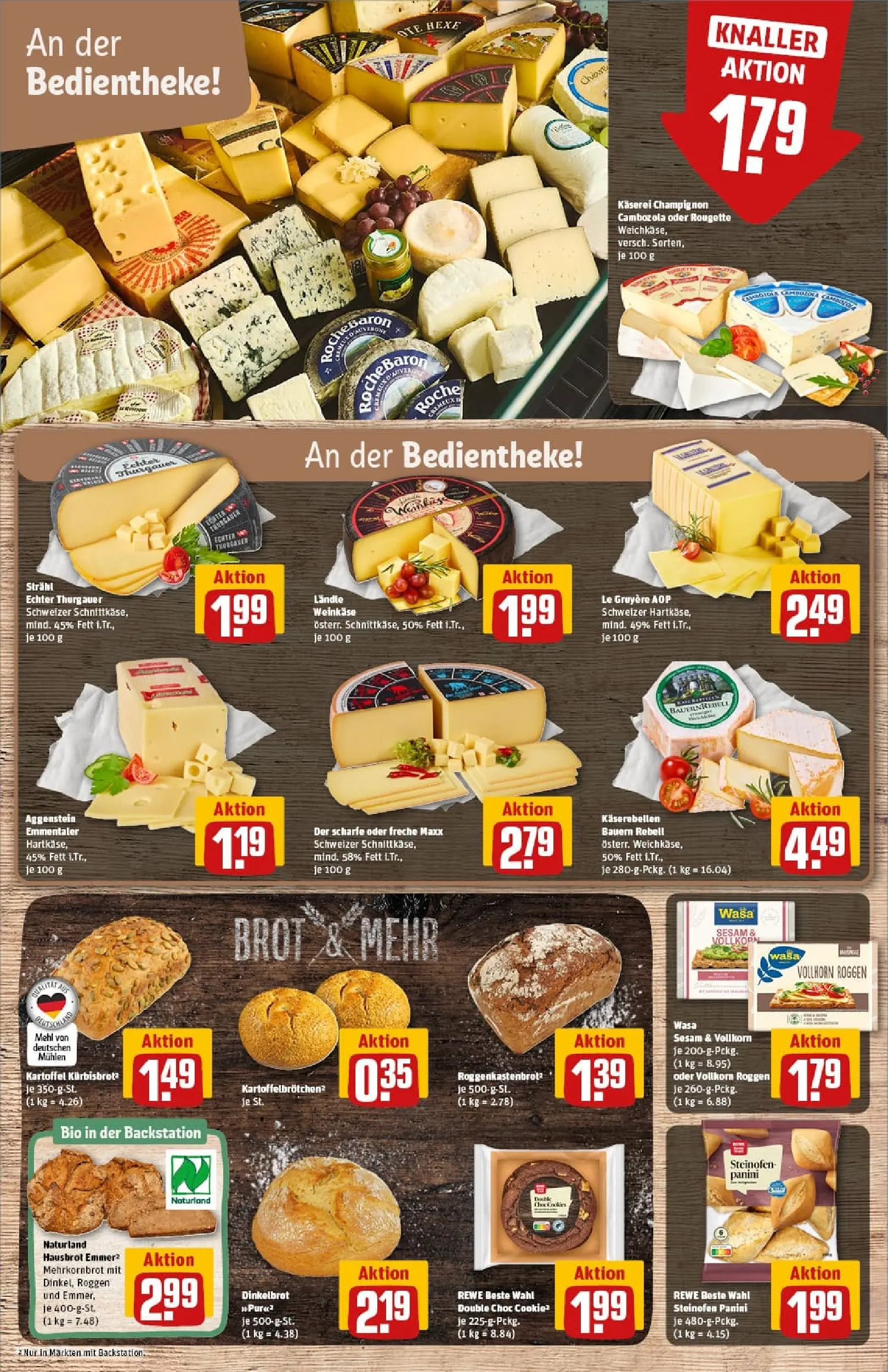 REWE Prospekt ab 18.01.2026 zum Blättern » Angebote | Seite: 15 | Produkte: Mühle, Leerdammer, Salami, Hahnchenbrust