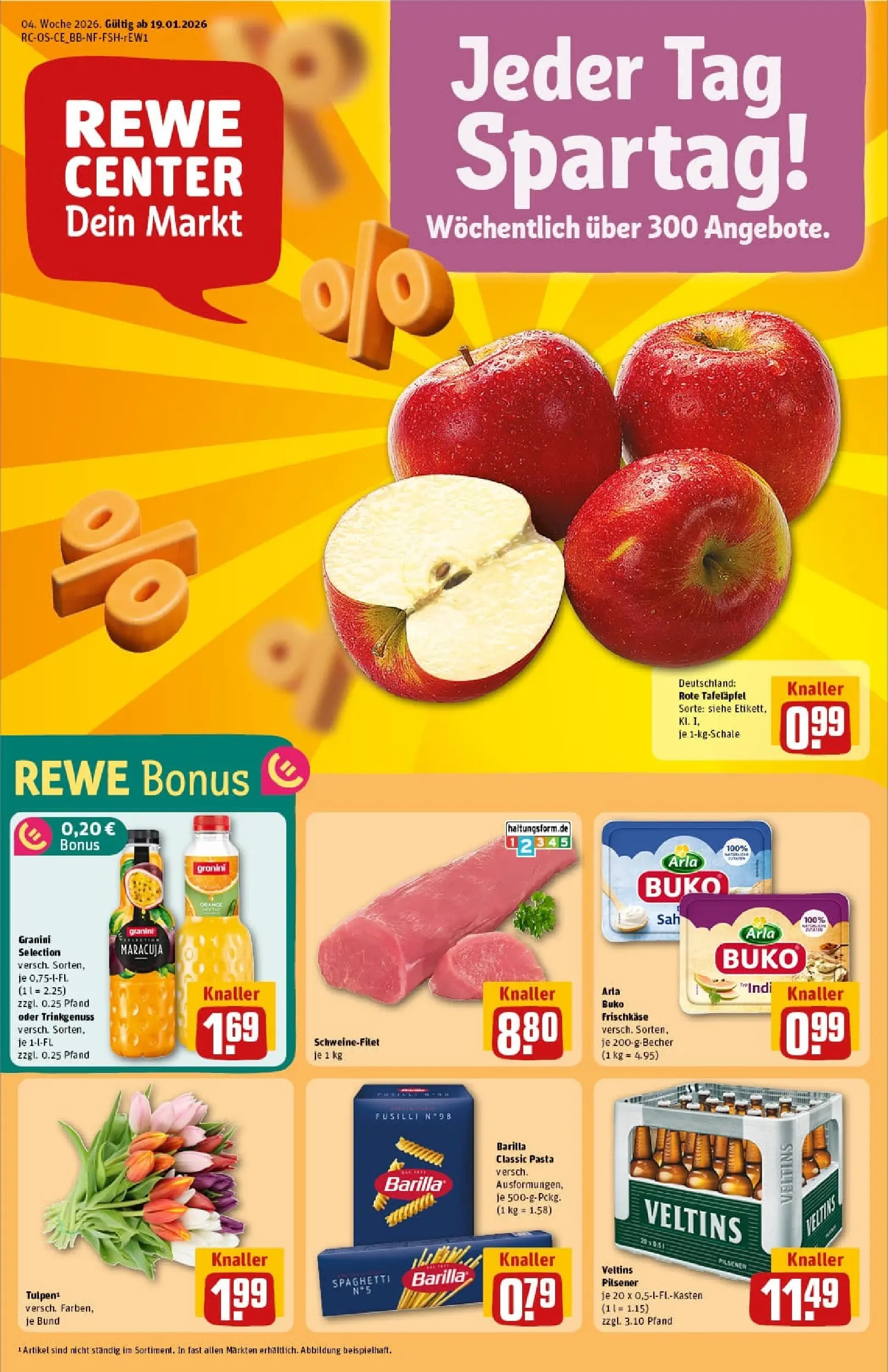 REWE Prospekt ab 18.01.2026 zum Blättern » Angebote | Seite: 1 | Produkte: Barilla, Schweinefilet, Arla buko, Frischkase