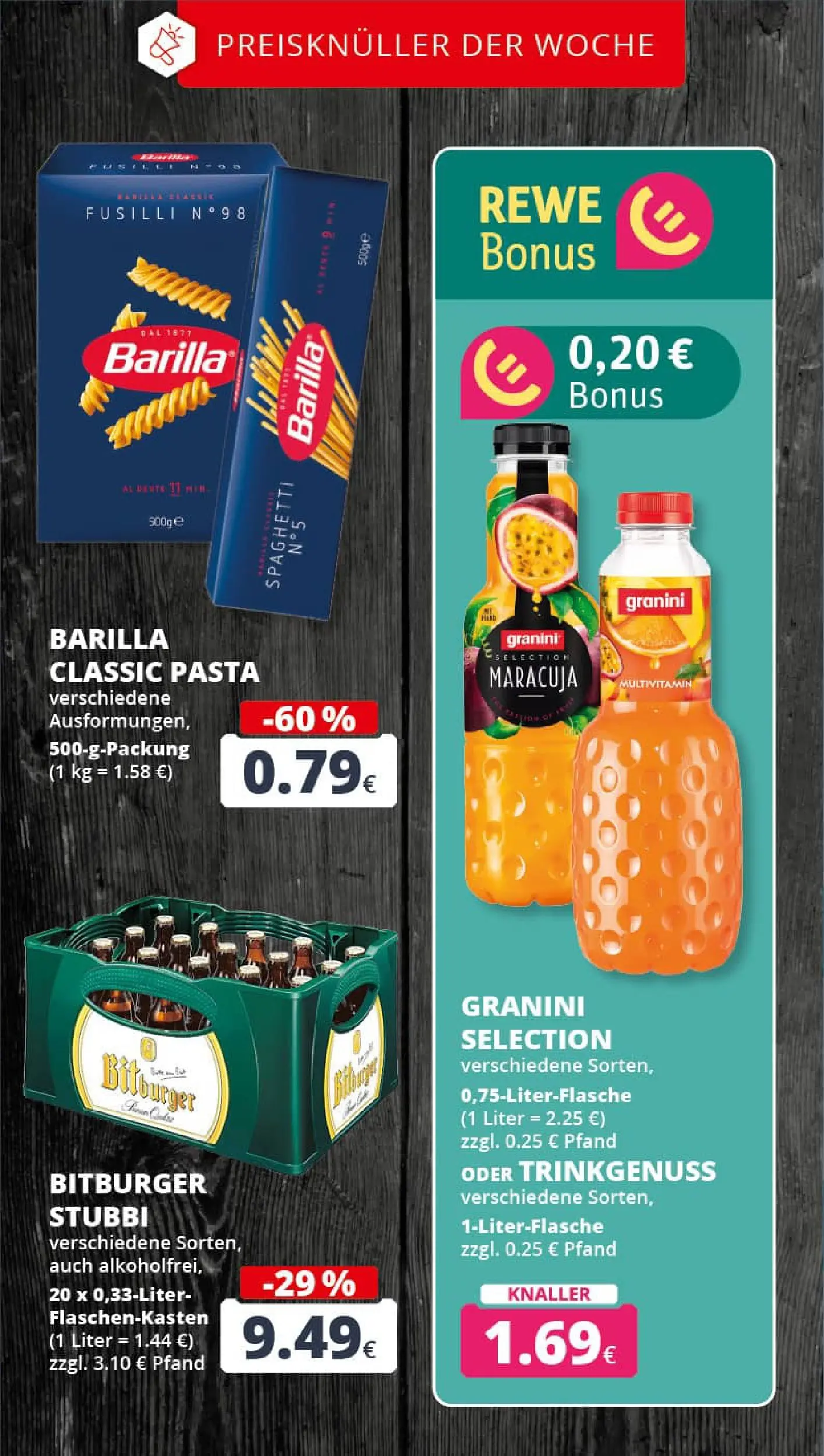 REWE Prospekt ab 19.01.2026 zum Blättern » Angebote | Seite: 3 | Produkte: Bitburger, Barilla, Burger, Granini