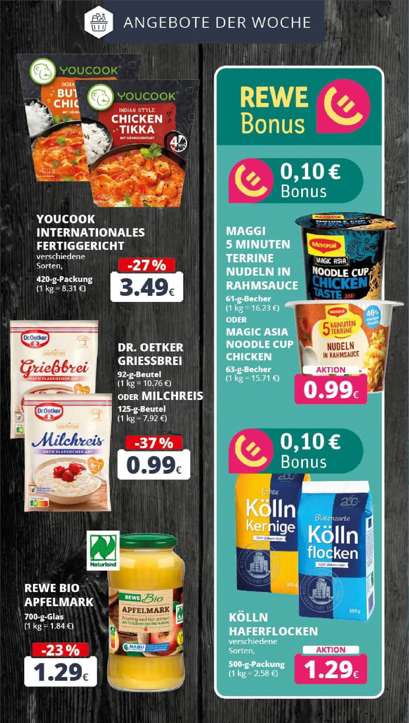 REWE Prospekt ab 19.01.2026 zum Blättern » Angebote | Seite: 6 | Produkte: Kolln haferflocken, Youcook, Pudding, Maggi 5 minuten terrine