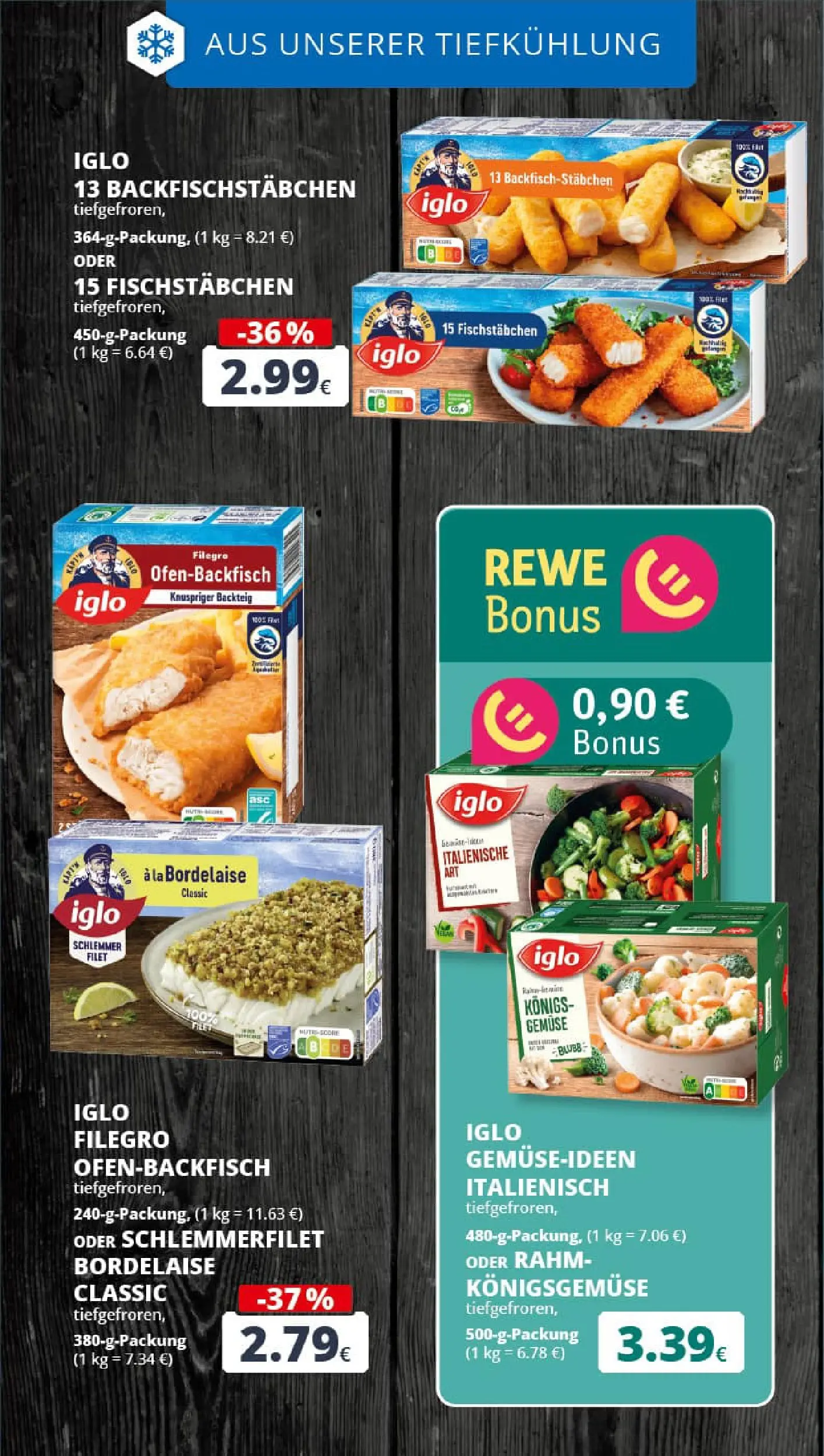 REWE Prospekt ab 19.01.2026 zum Blättern » Angebote | Seite: 18 | Produkte: Iglo, Fischstabchen, Gemüse