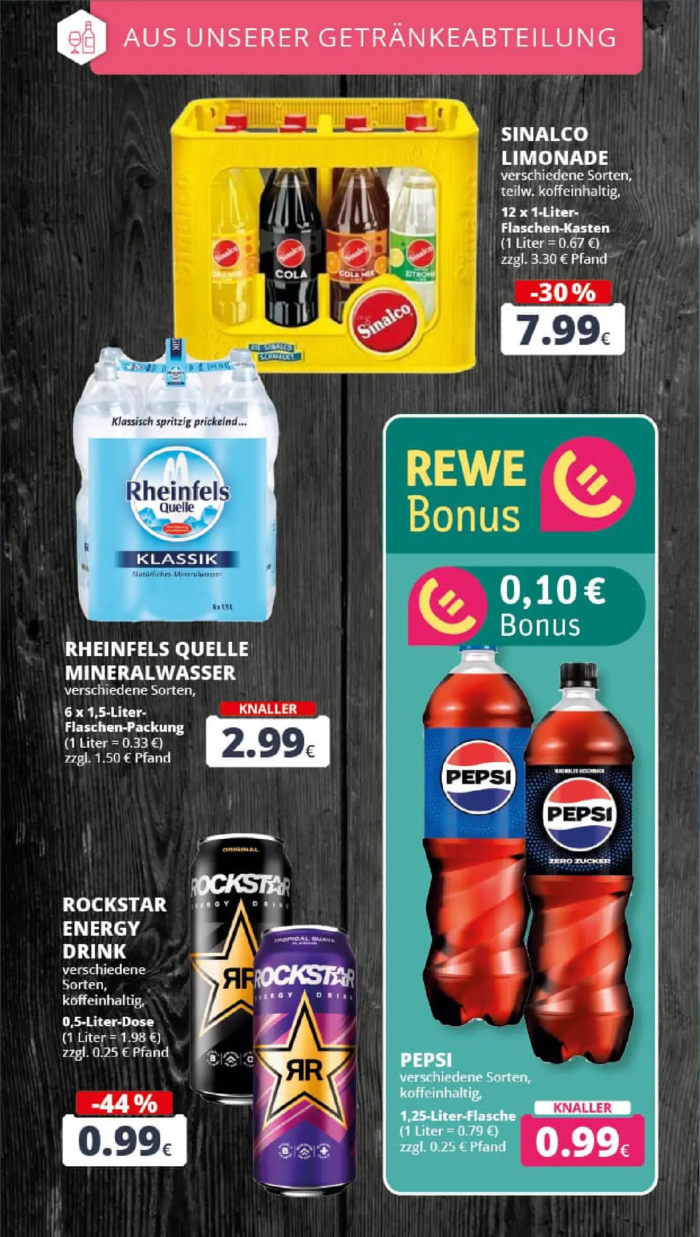REWE Prospekt ab 19.01.2026 zum Blättern » Angebote | Seite: 21 | Produkte: Rockstar energy, Limonade, Mineralwasser, Pepsi