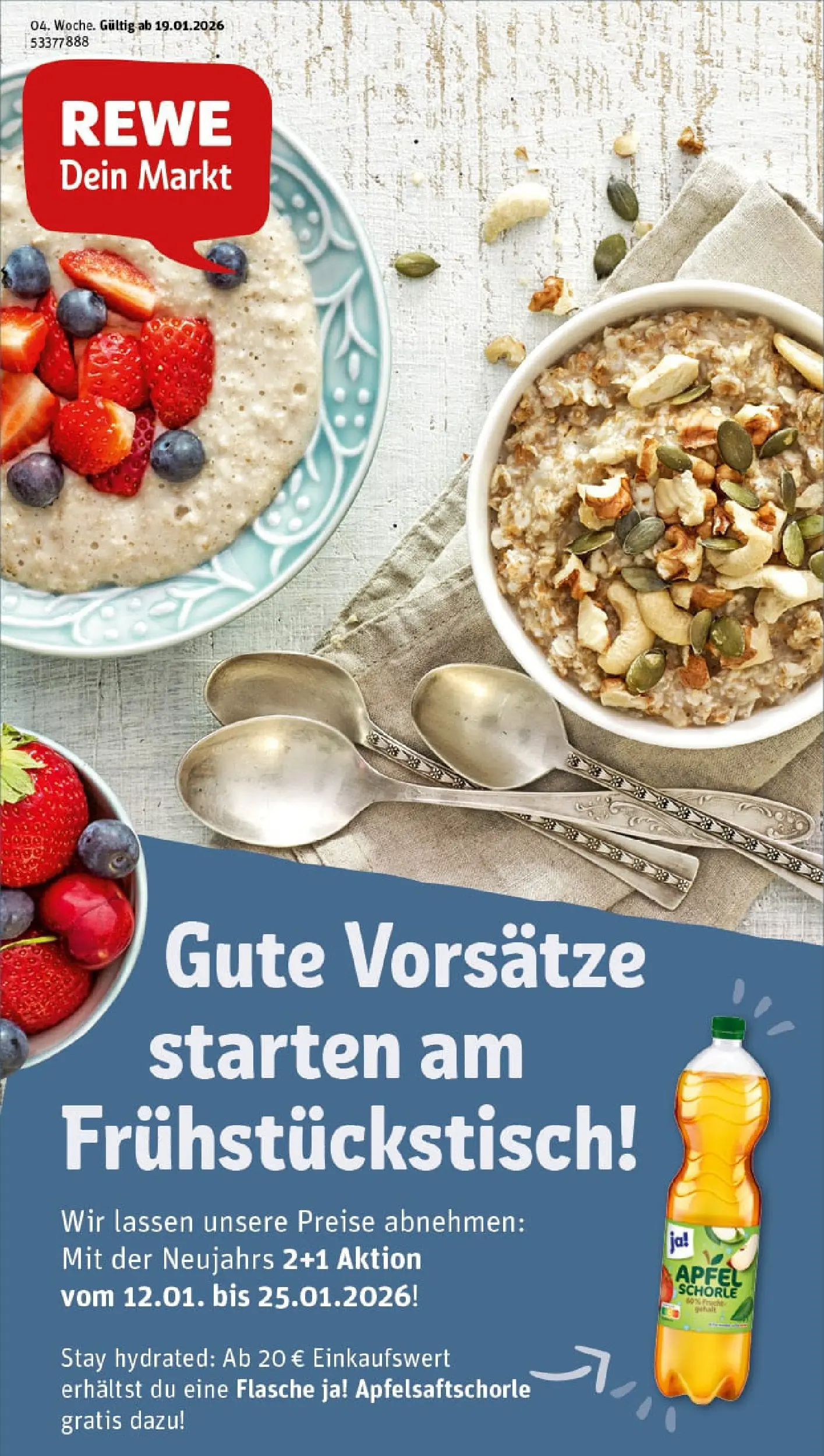 REWE Prospekt ab 19.01.2026 zum Blättern » Angebote | Seite: 1 | Produkte: Äpfel, Apple