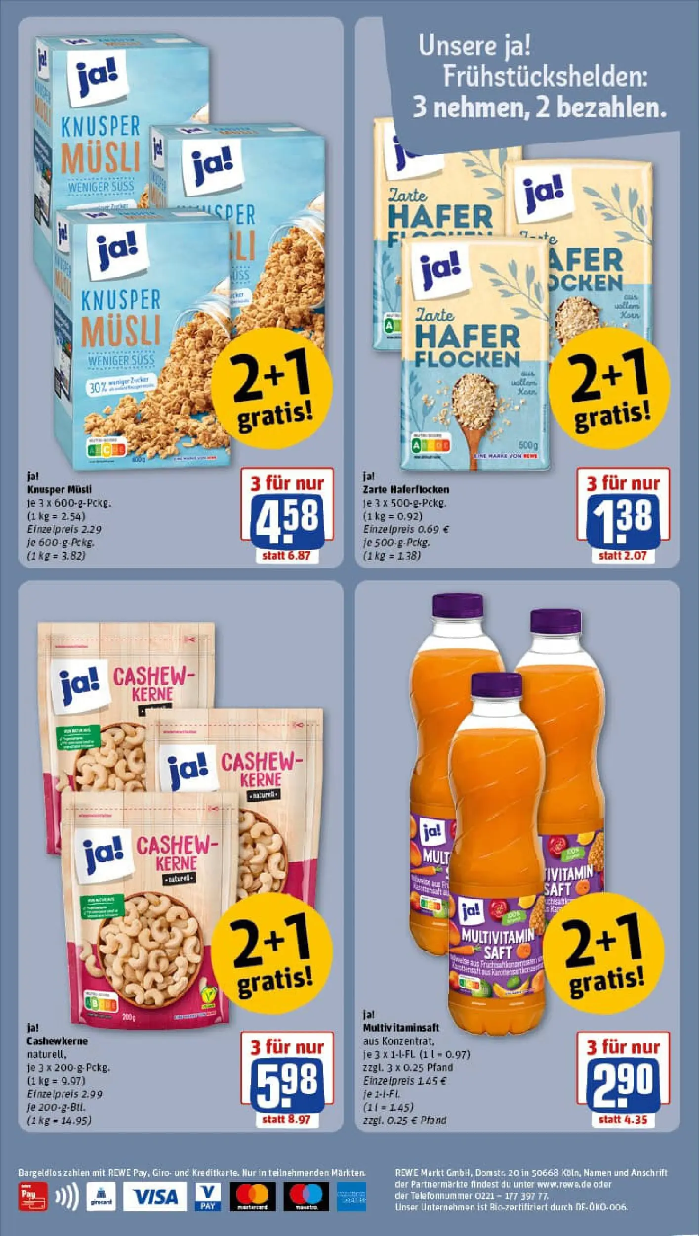 REWE Prospekt ab 19.01.2026 zum Blättern » Angebote | Seite: 2 | Produkte: Musli, Saft, Flocken