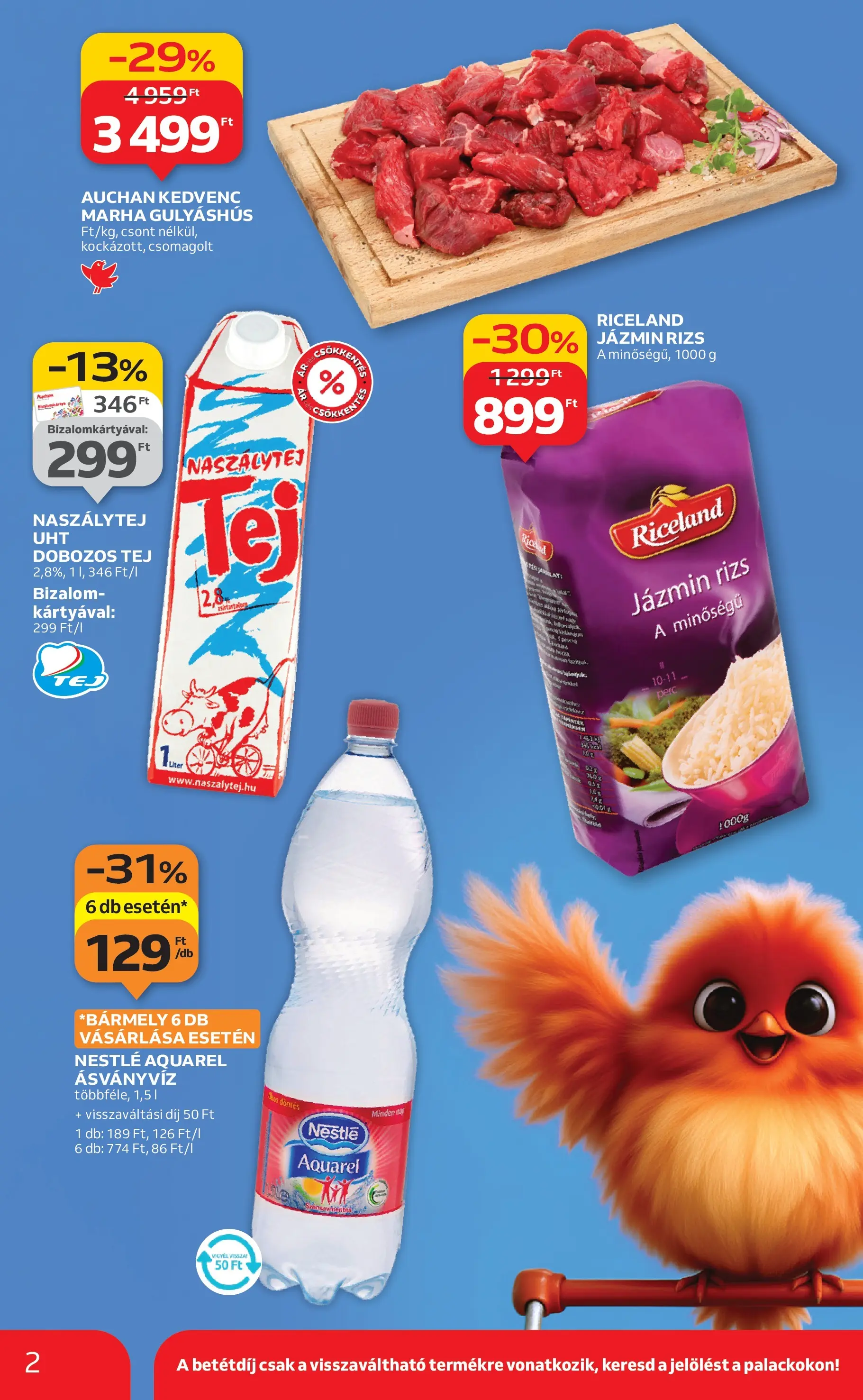 Auchan Akciós újság Szolnok - 2026.01.15. -tól/töl > akció, lapozható szórólap 🛍️ | Oldal: 2 | Termékek: Jázmin rizs, Tej, Ásványvíz, Rizs